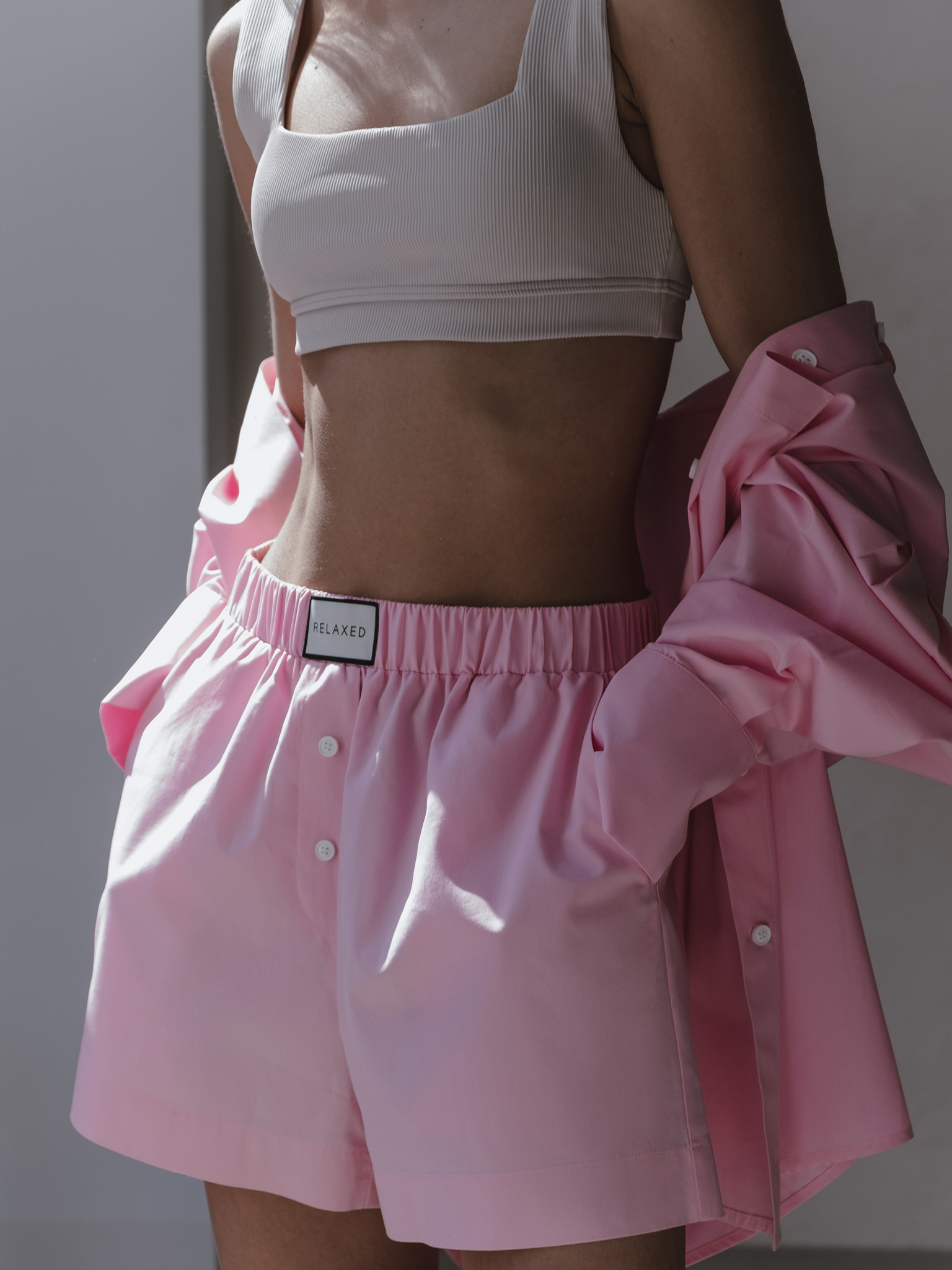 High-waisted monochrome shorts