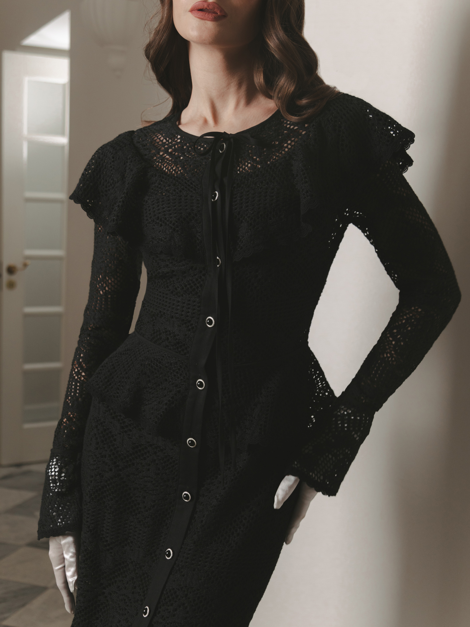 Maxikleid aus Strick mit Knopfverschluss