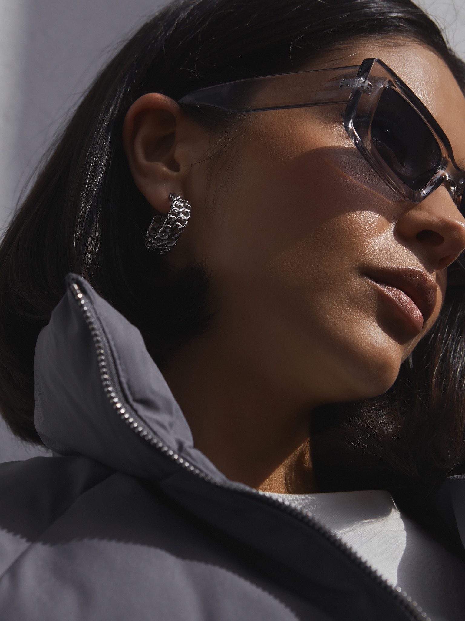 Цепочные серьги-полукольца