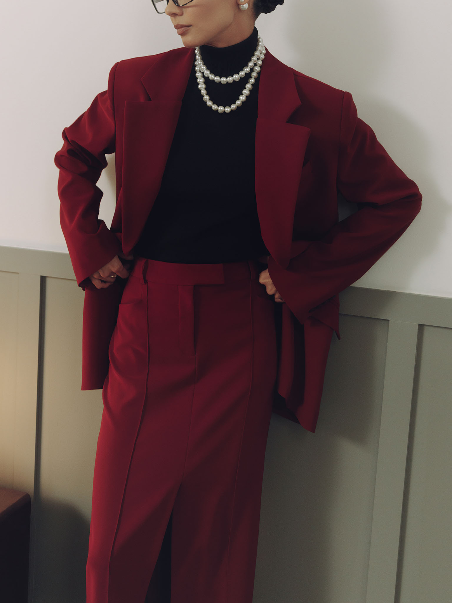 Single-breasted oversize jacket from suiting fabric