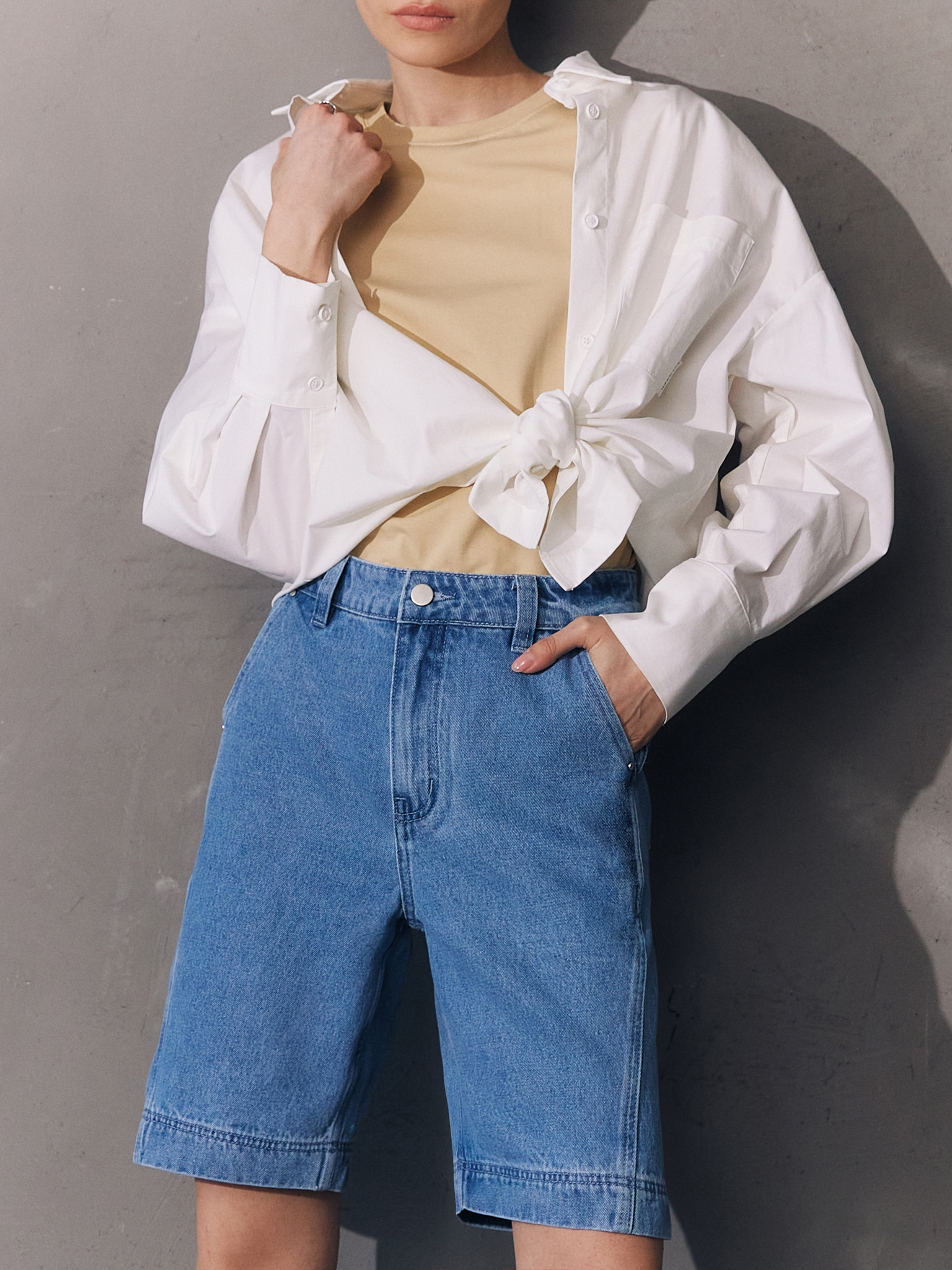 Свободные шорты из денима