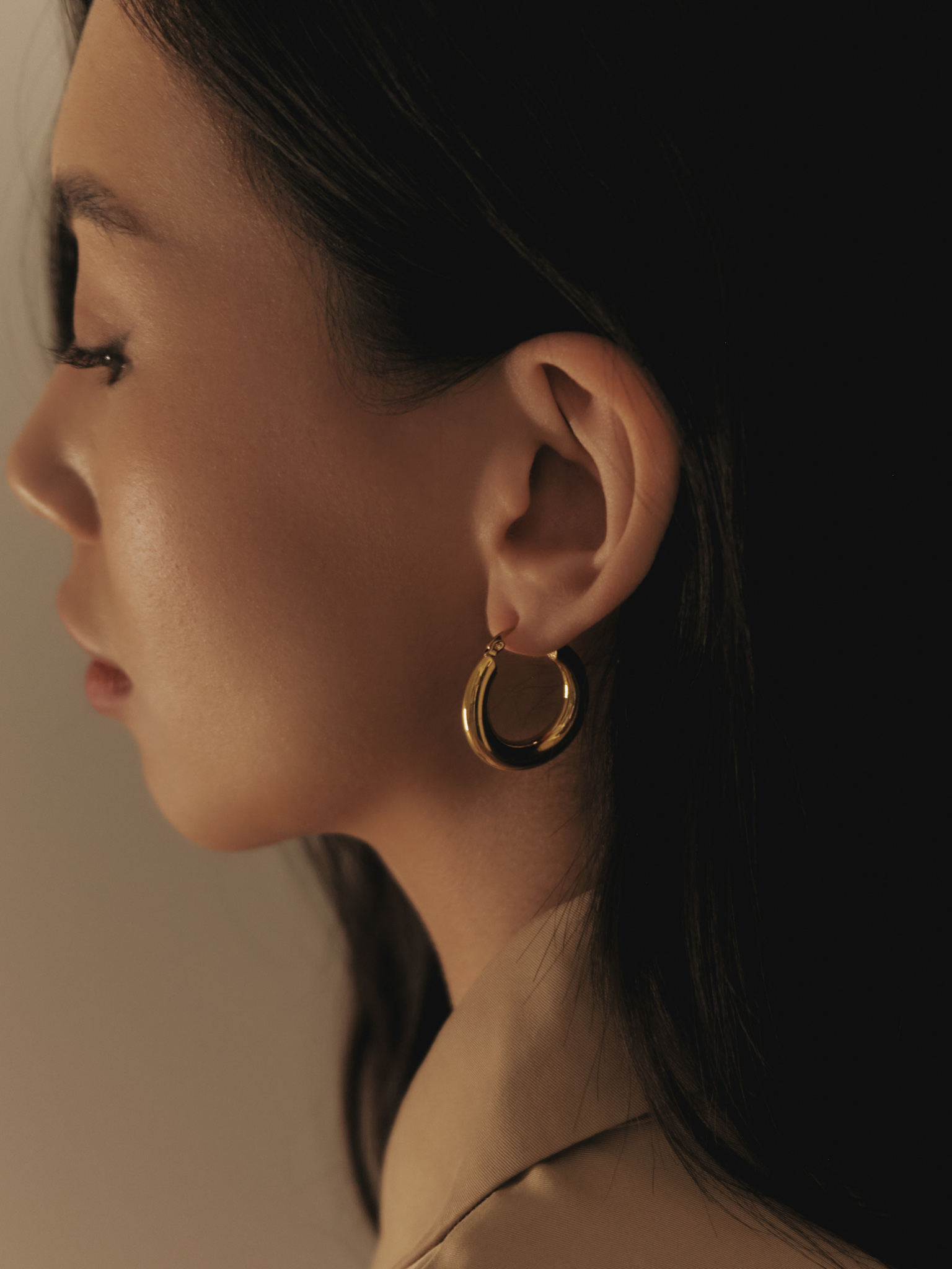 Brass metal hoop earrings