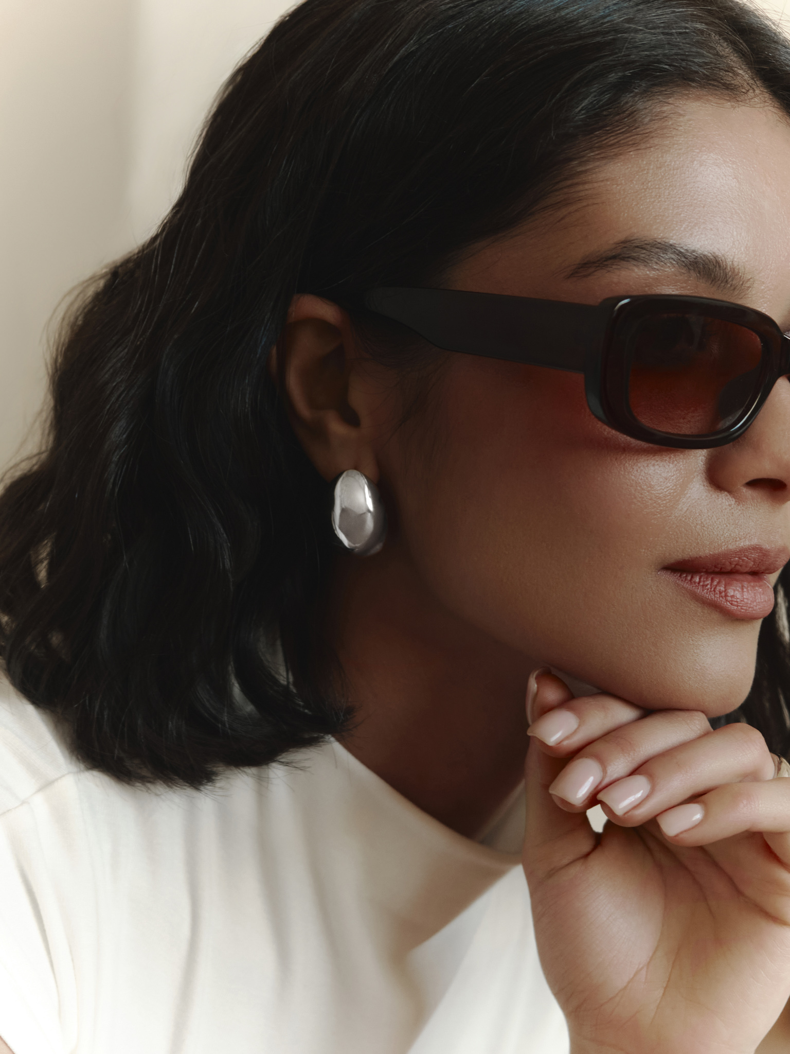 Lustrous metal brass earrings