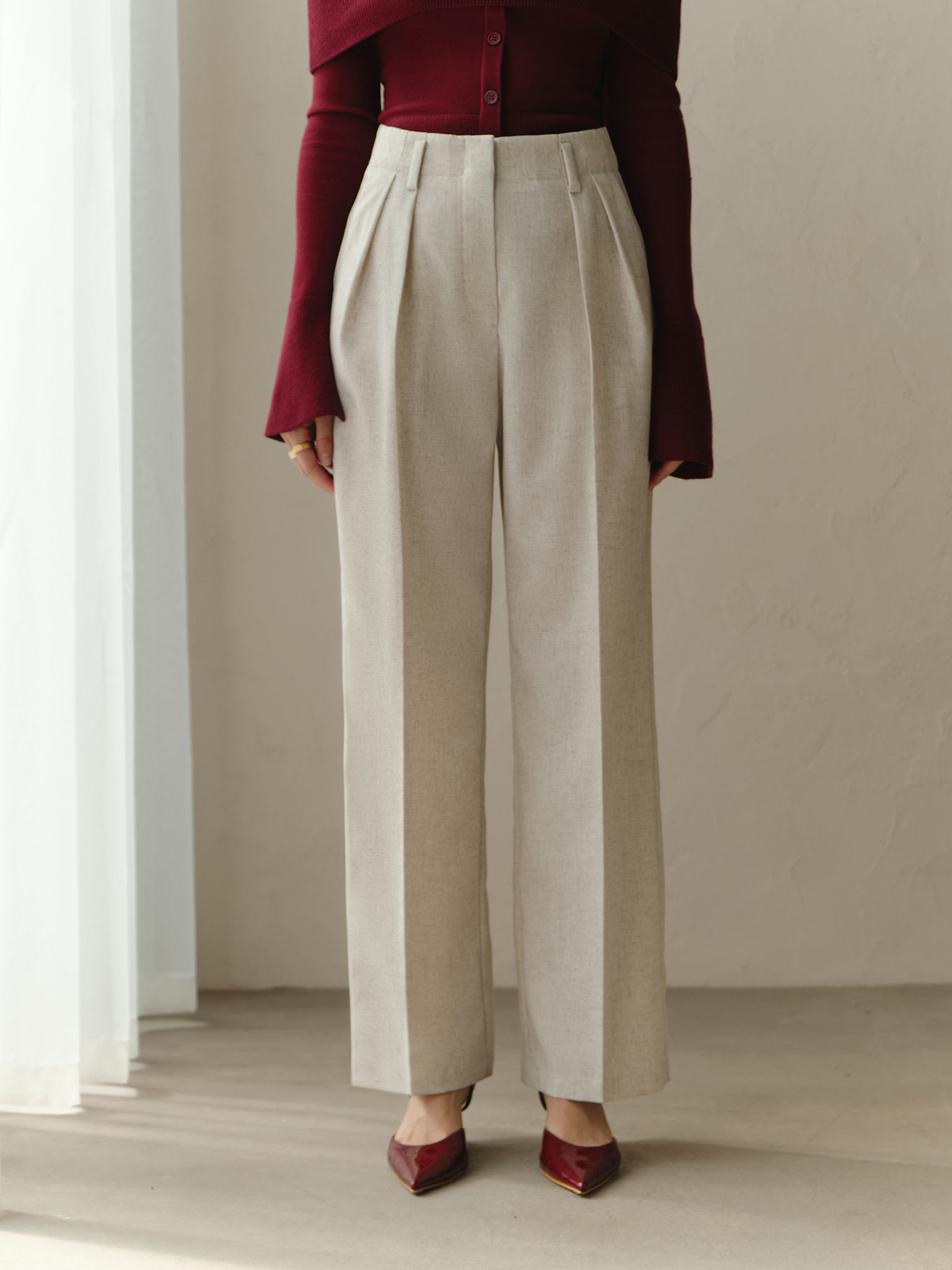 Locker sitzende Hose aus Leinen