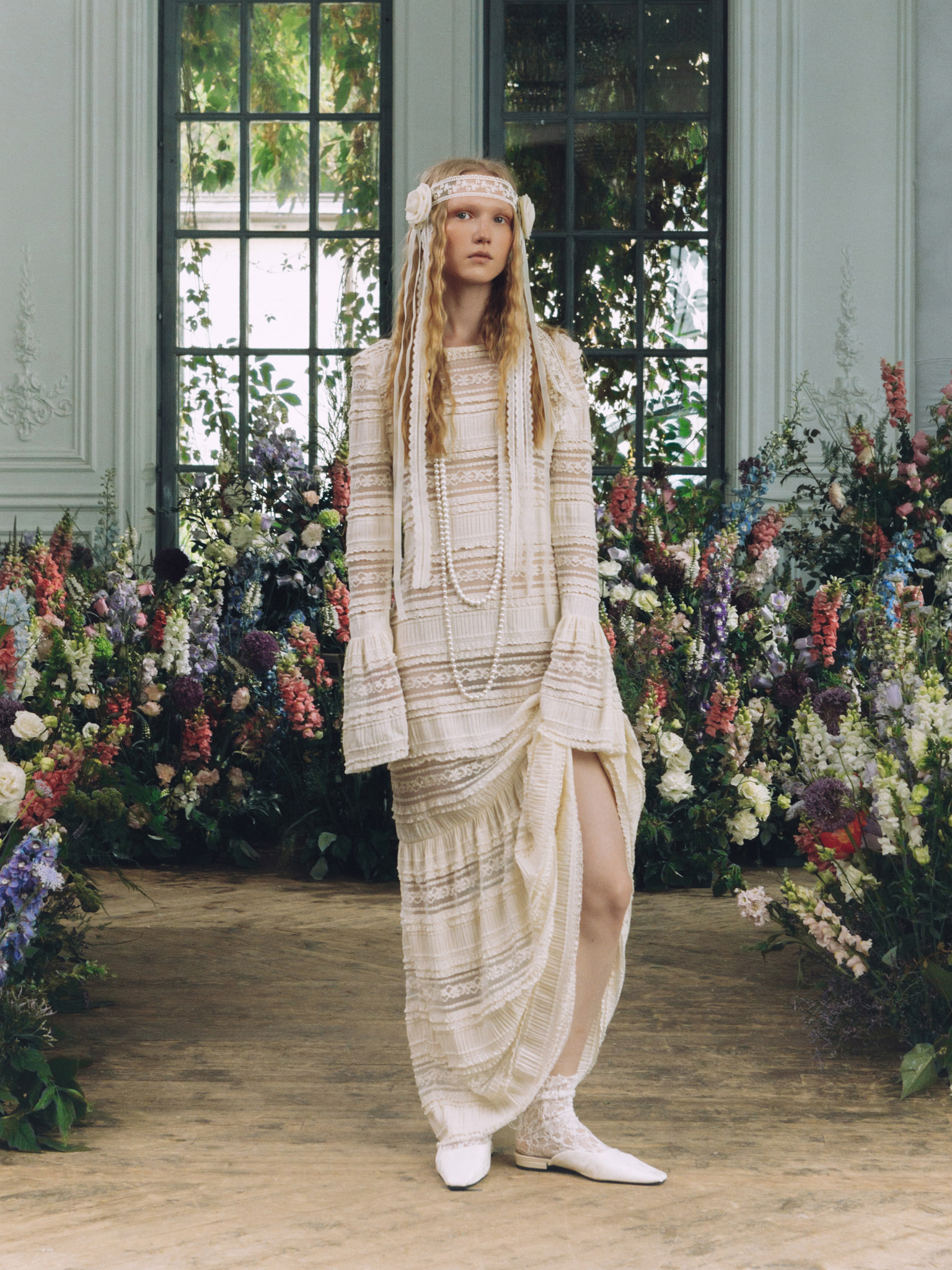 Openwork knitted maxi dress