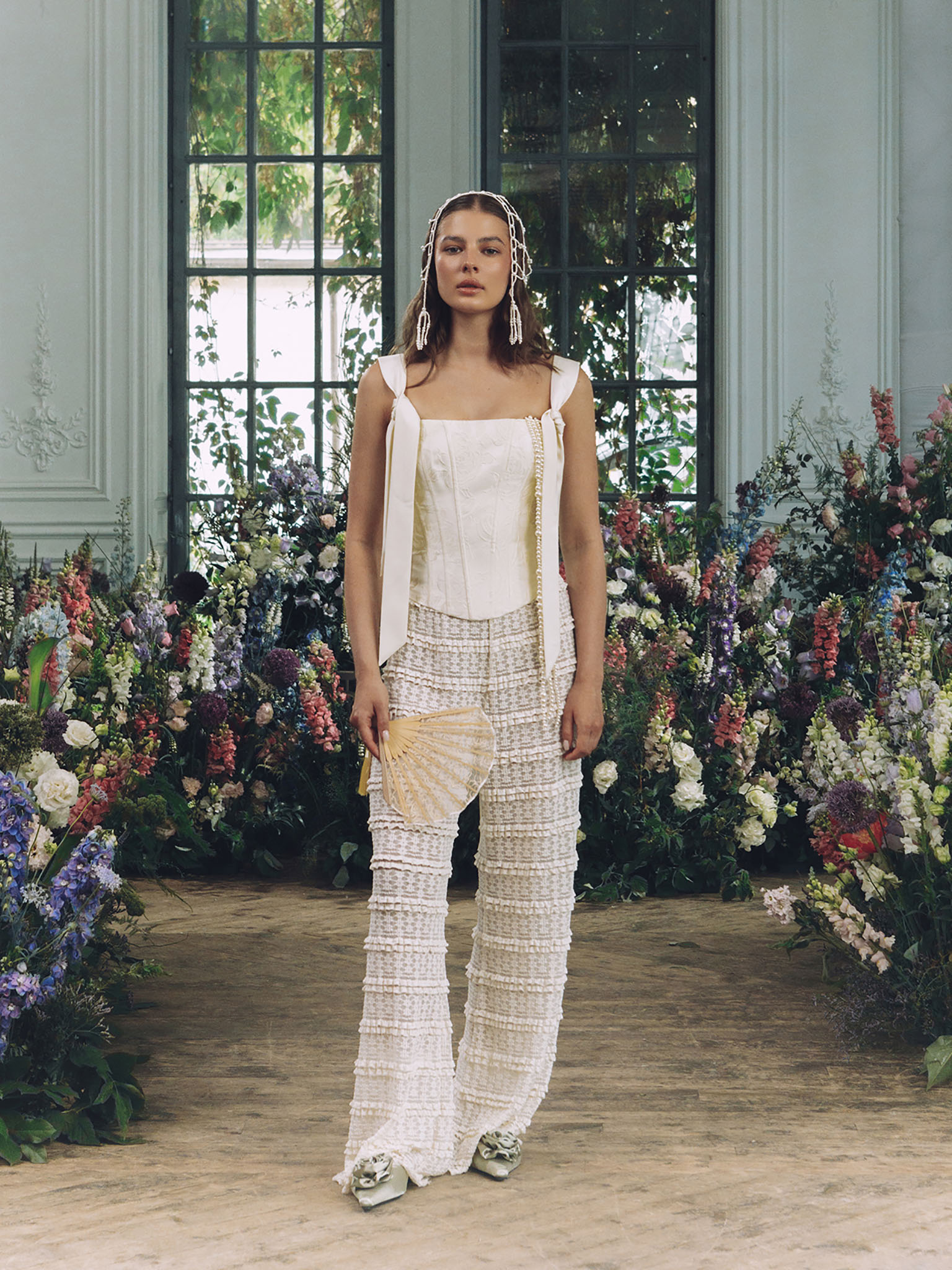 Openwork knitted trousers
