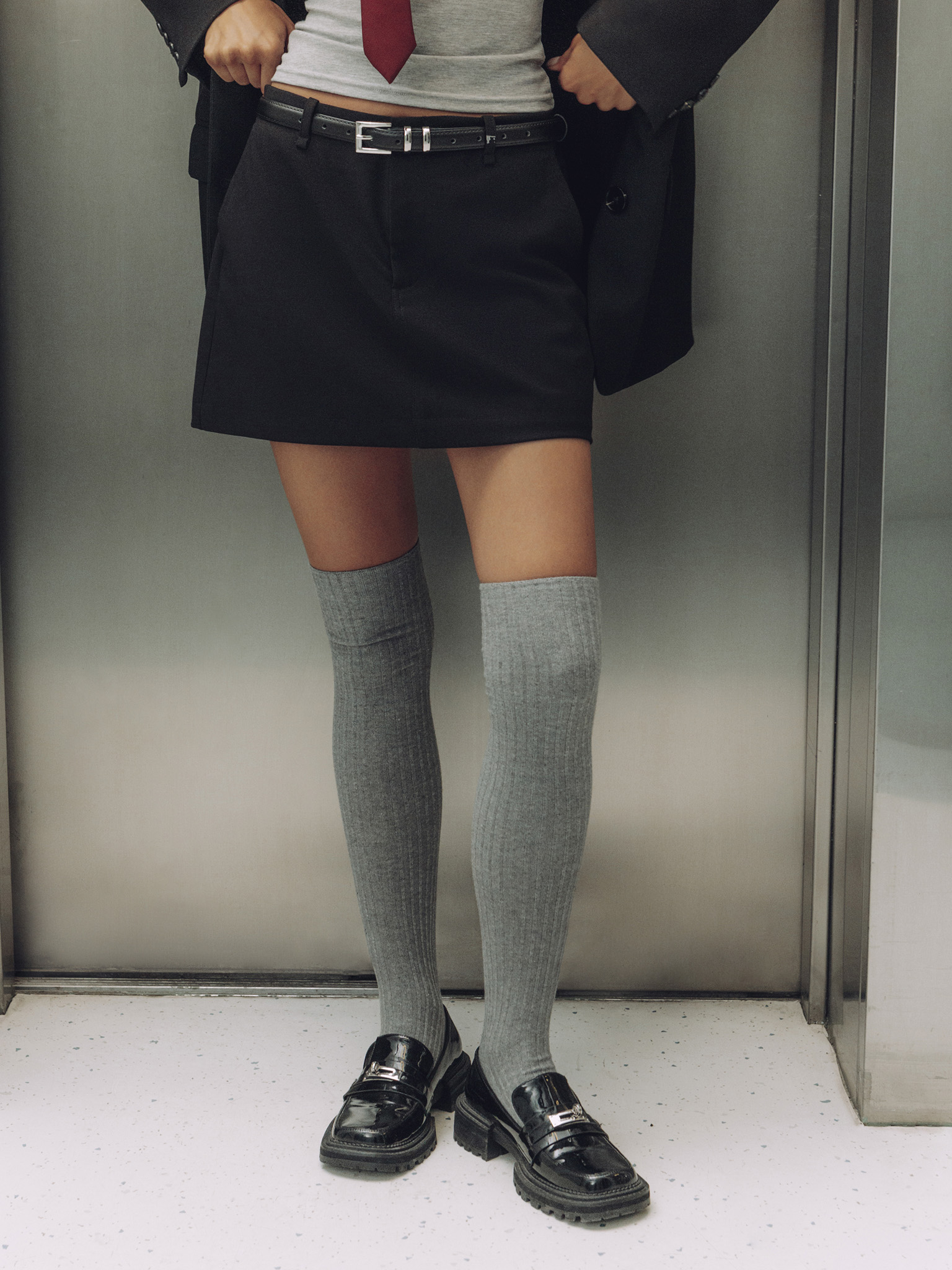 Monochrome ribbed socks