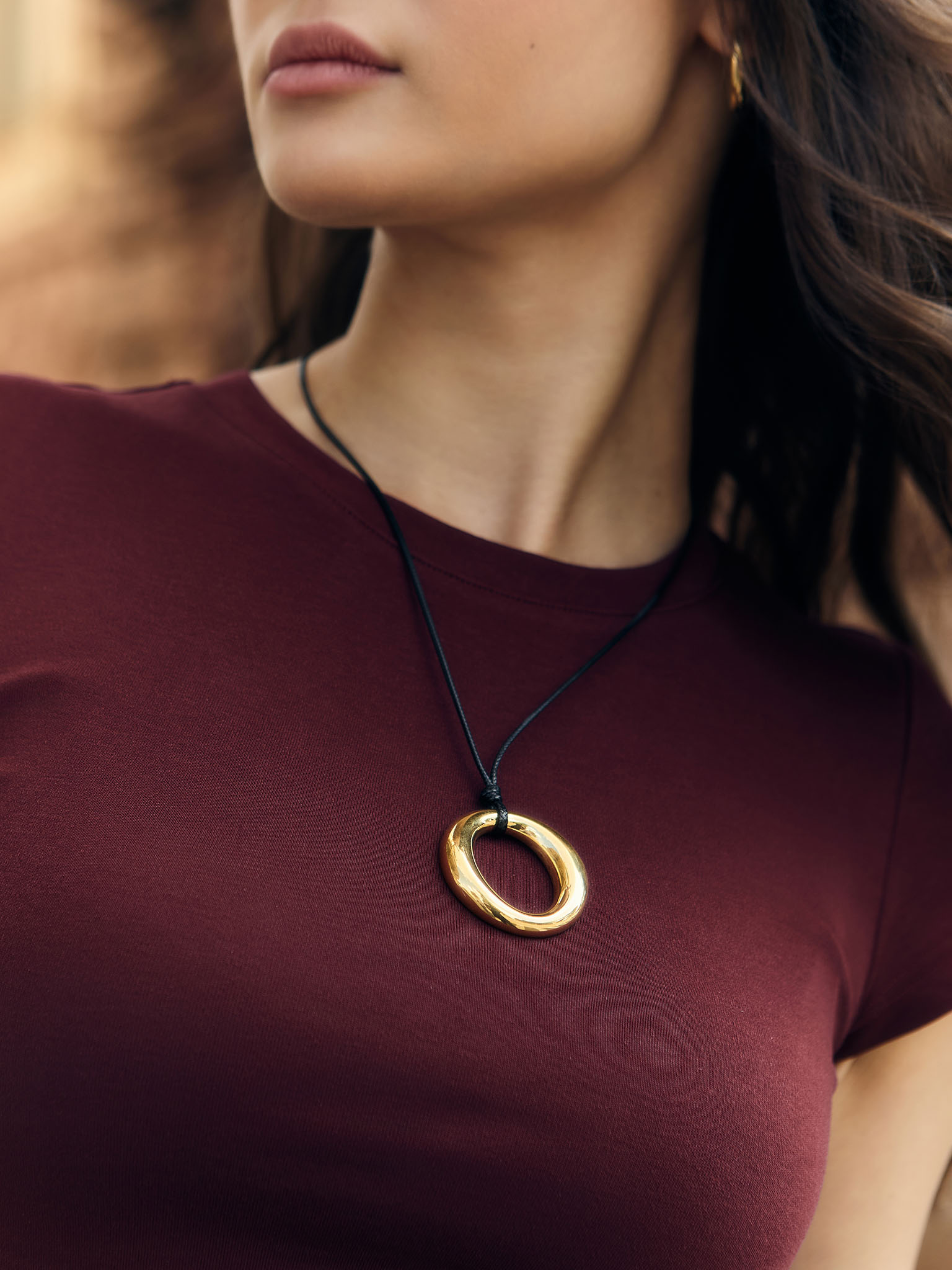 Lace necklace with ring pendant