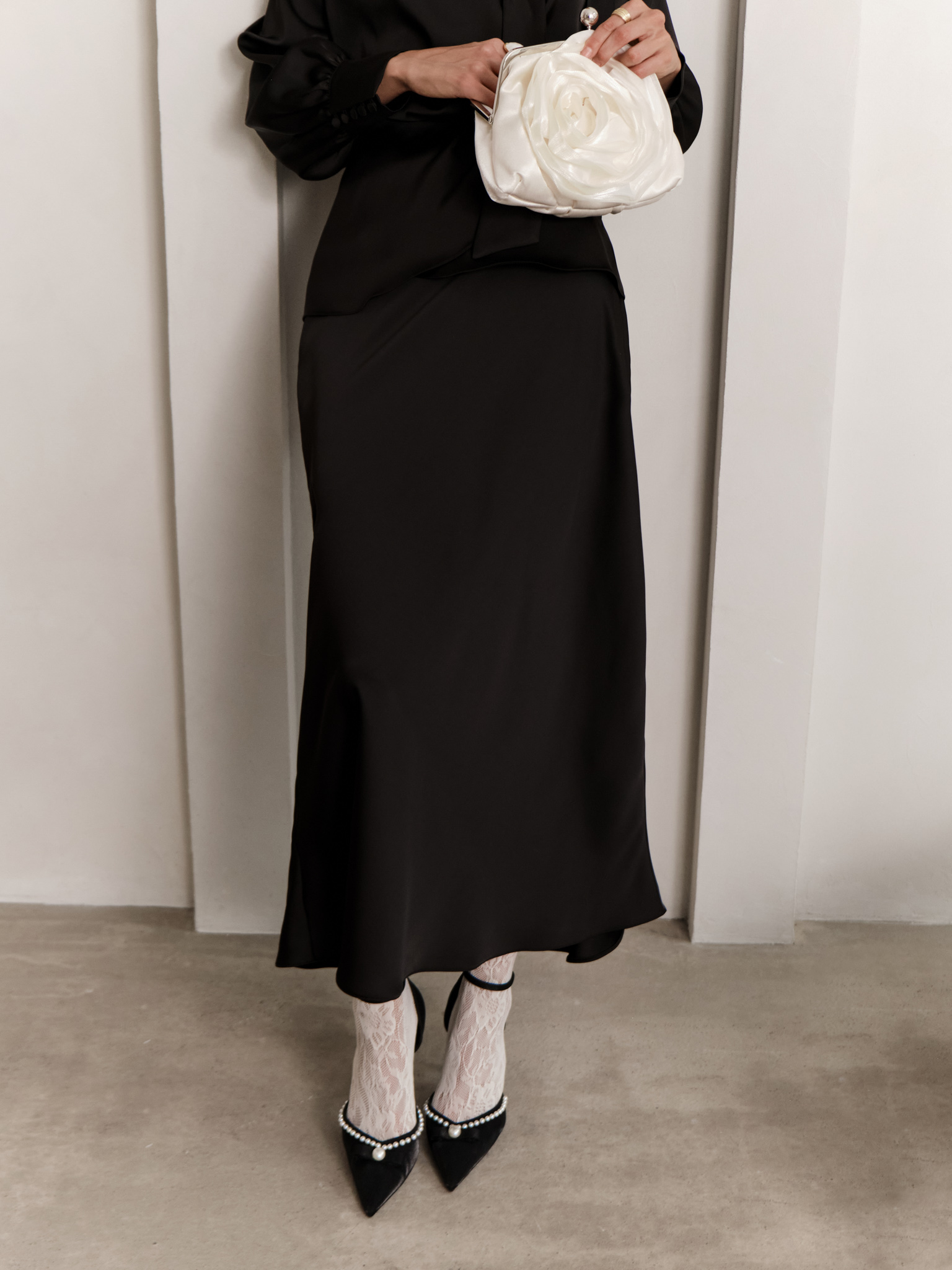 Юбка миди из гладкой ткани