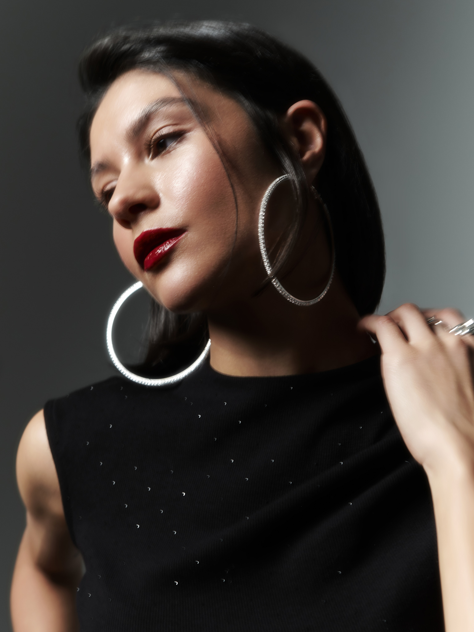 Voluminous rhinestone hoop earrings