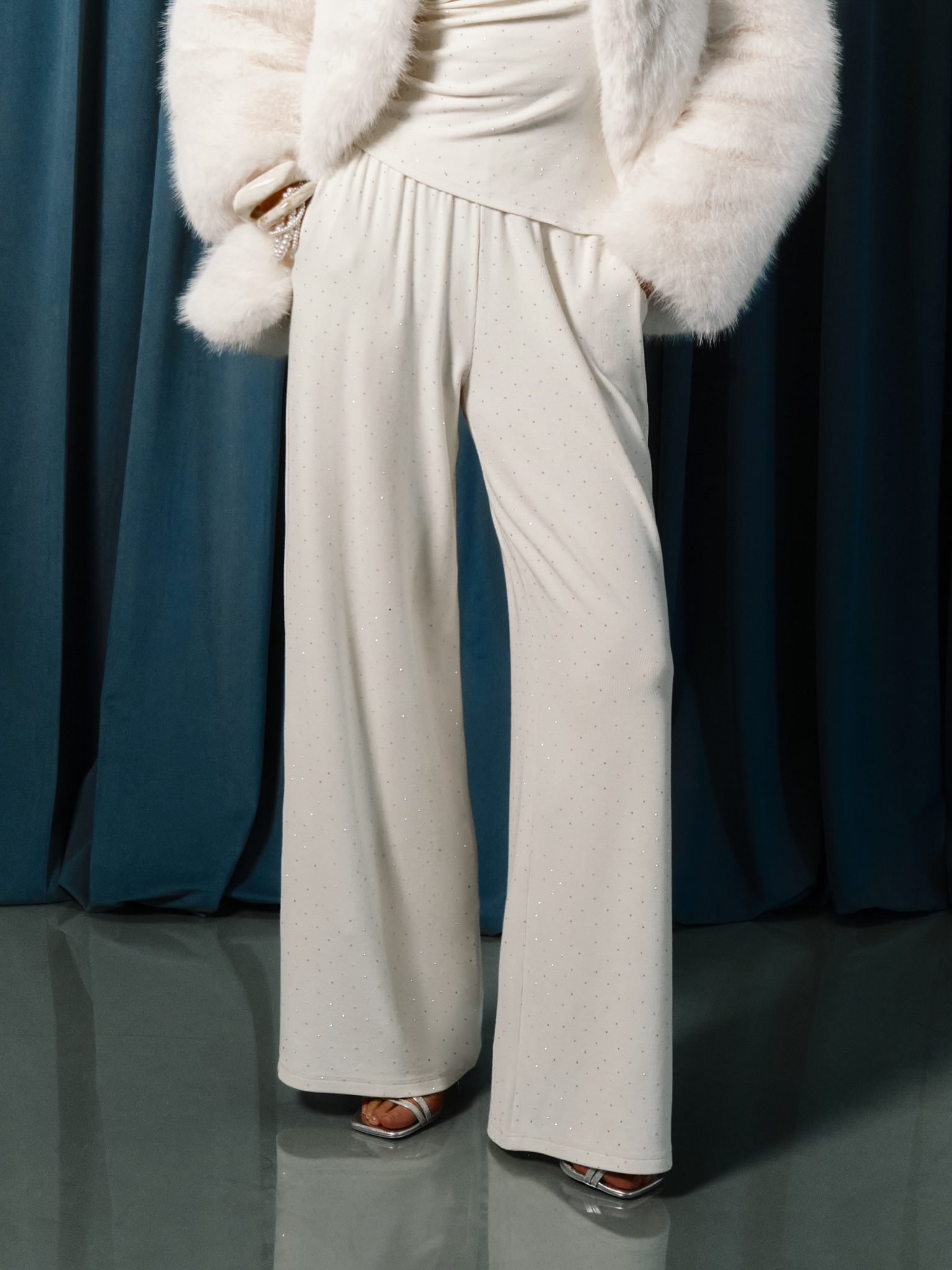 Rhinestone jersey trousers