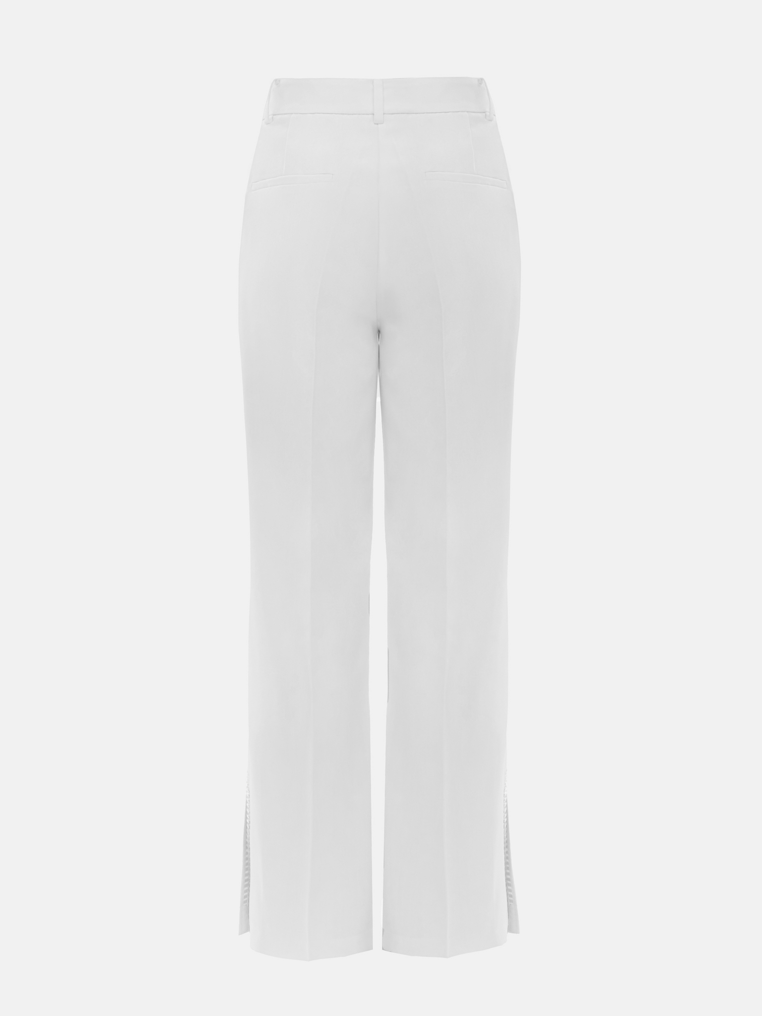 Trousers with slits on the pant legs and silvertone decor