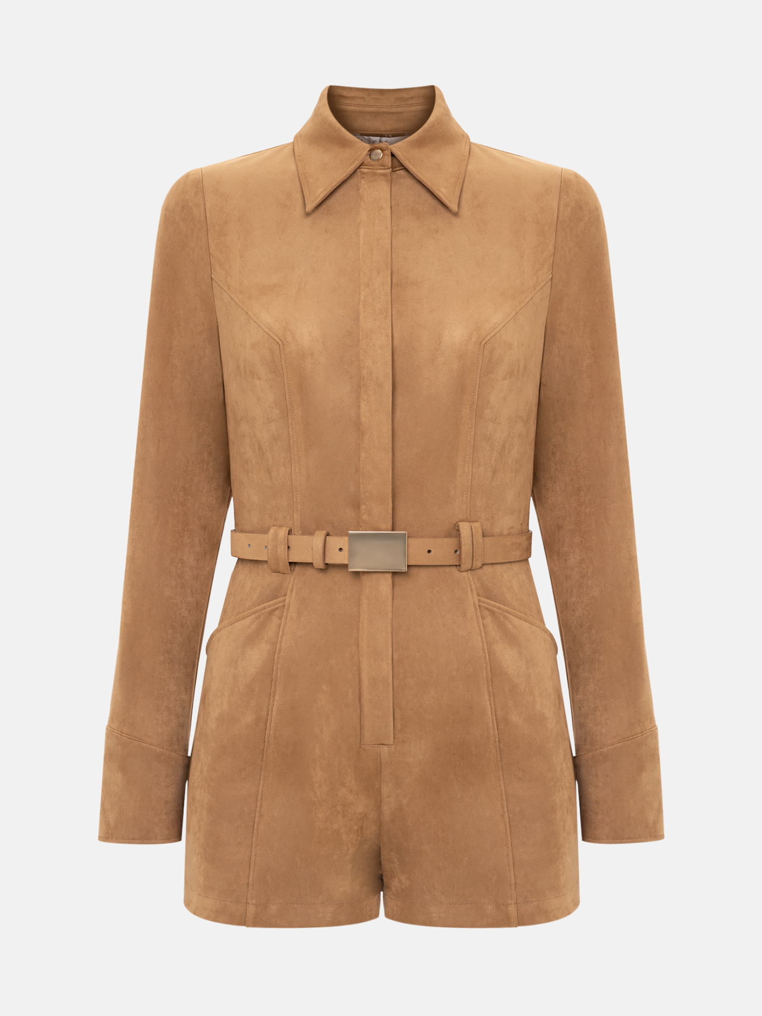 Комбинезон из экозамши с длинными рукавами