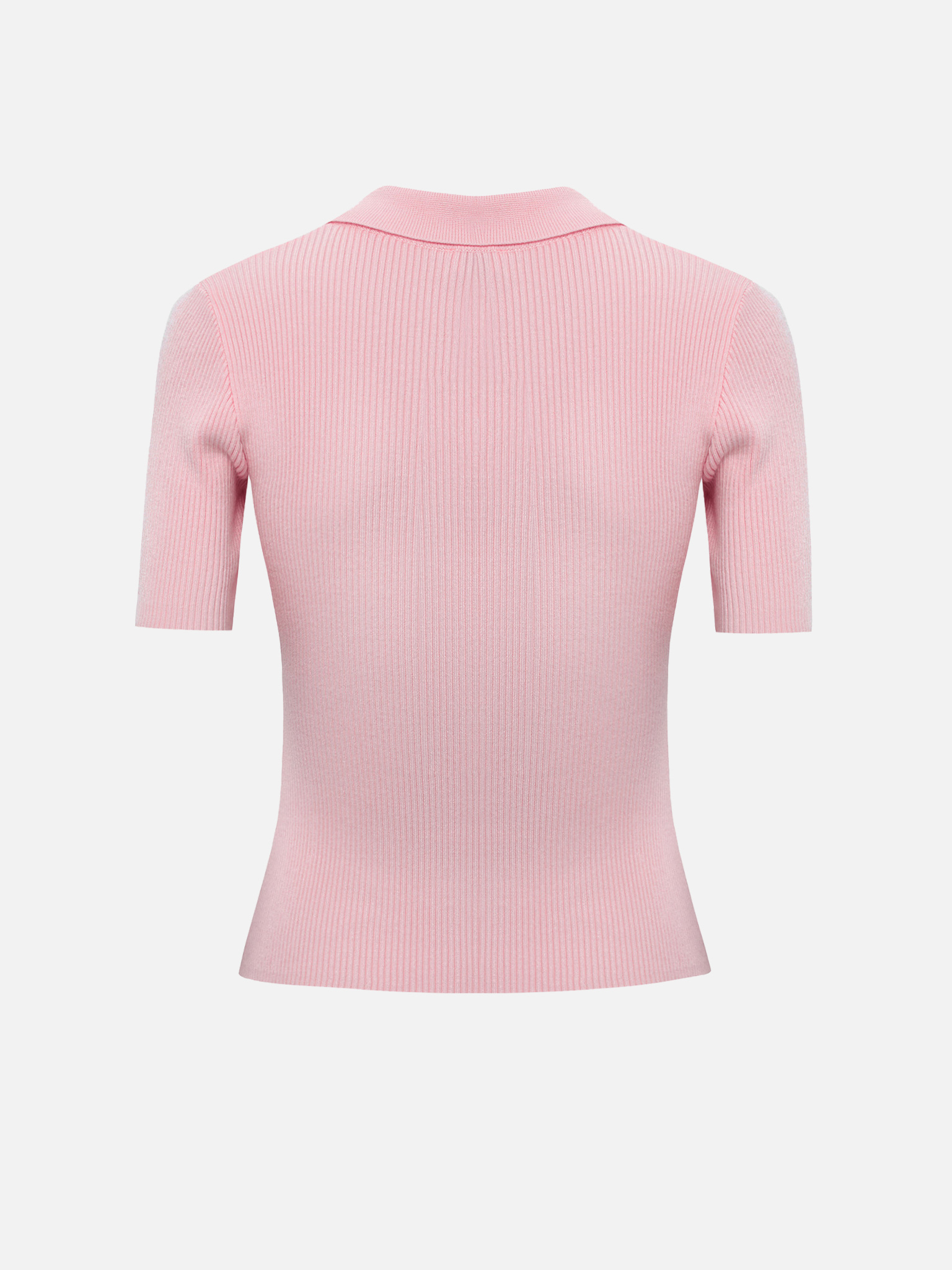 Rubbed knit polo with buttons on the collar