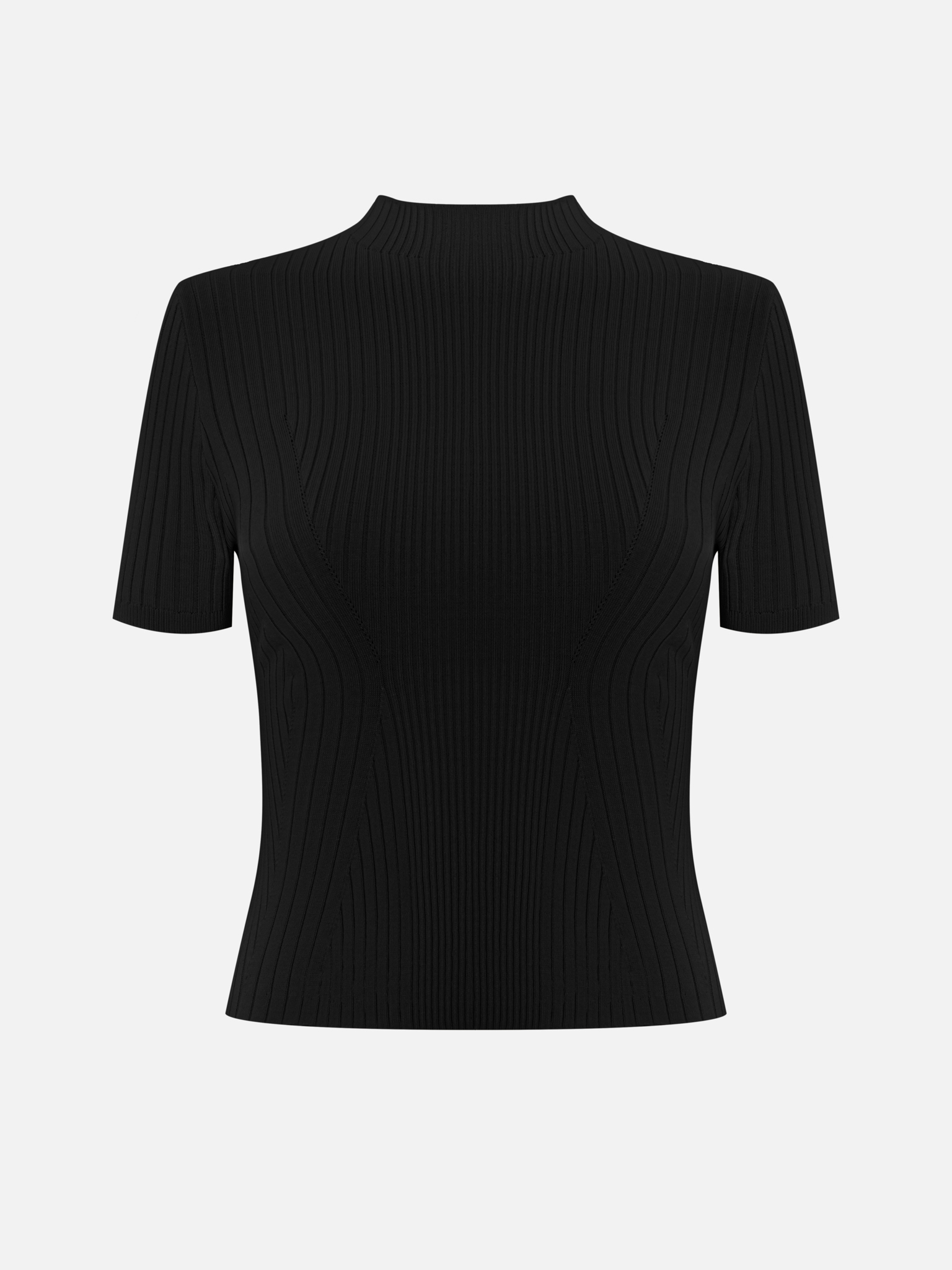 Short-sleeved rib-knit top