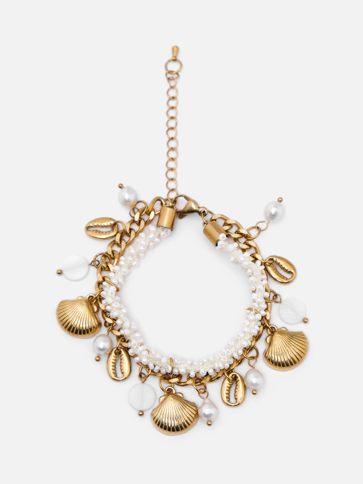 Double bracelet with beads and pearls