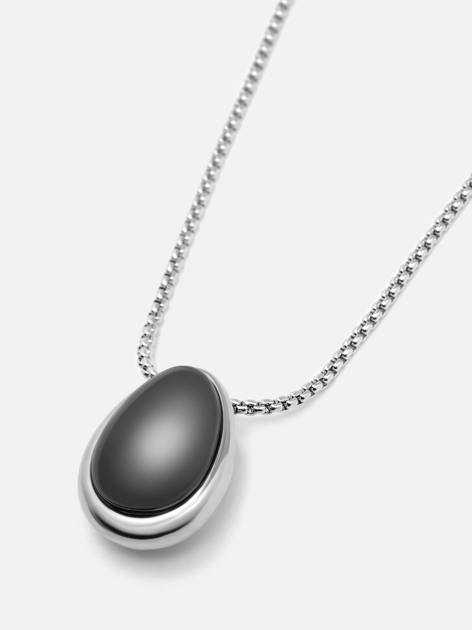 Silver chain with large stone pendant