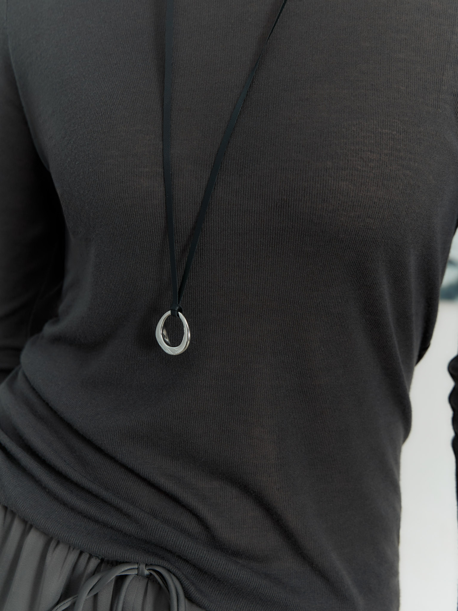 Lace necklace with metal pendant