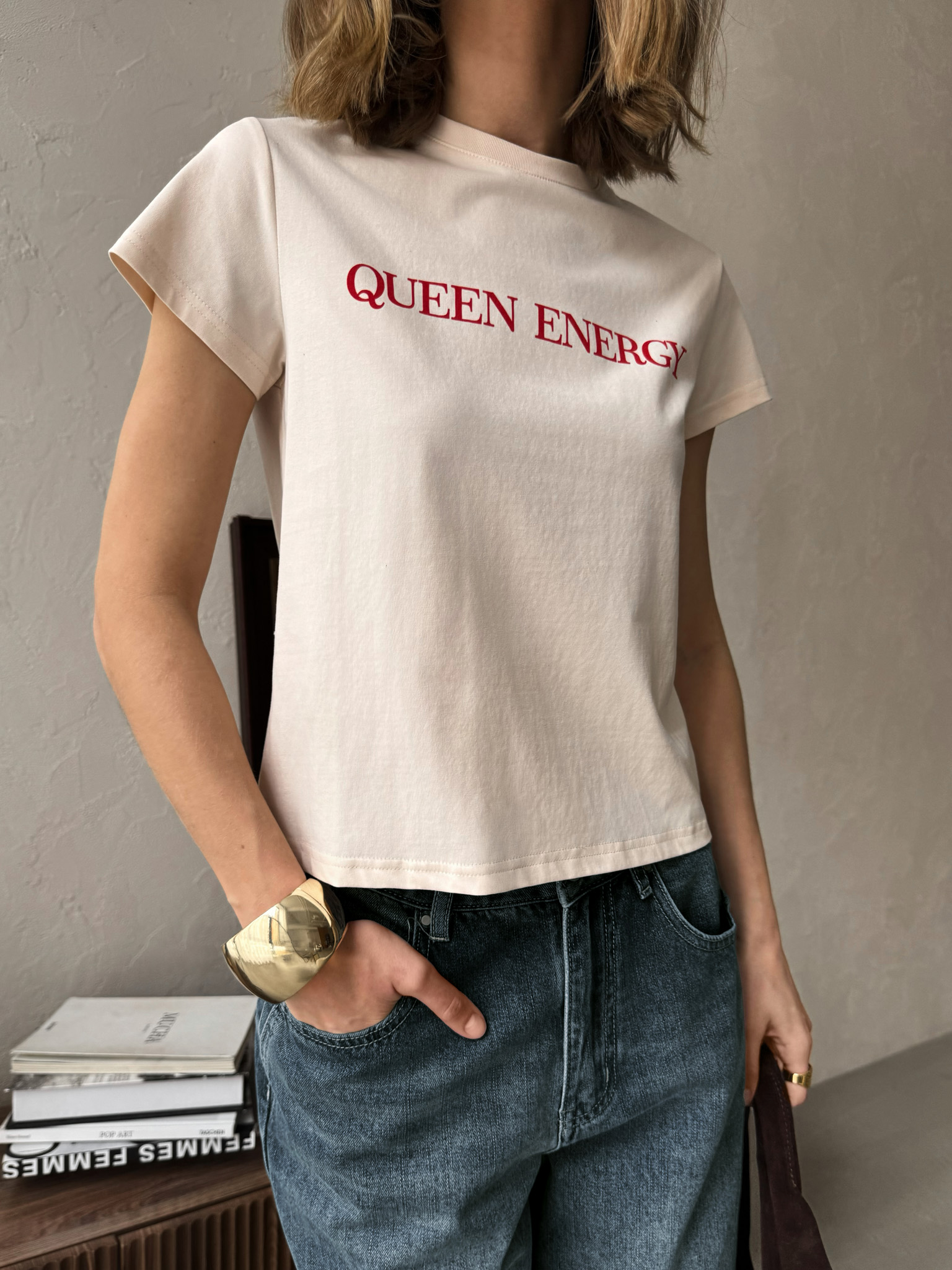 Straight dense t-shirt with lettering