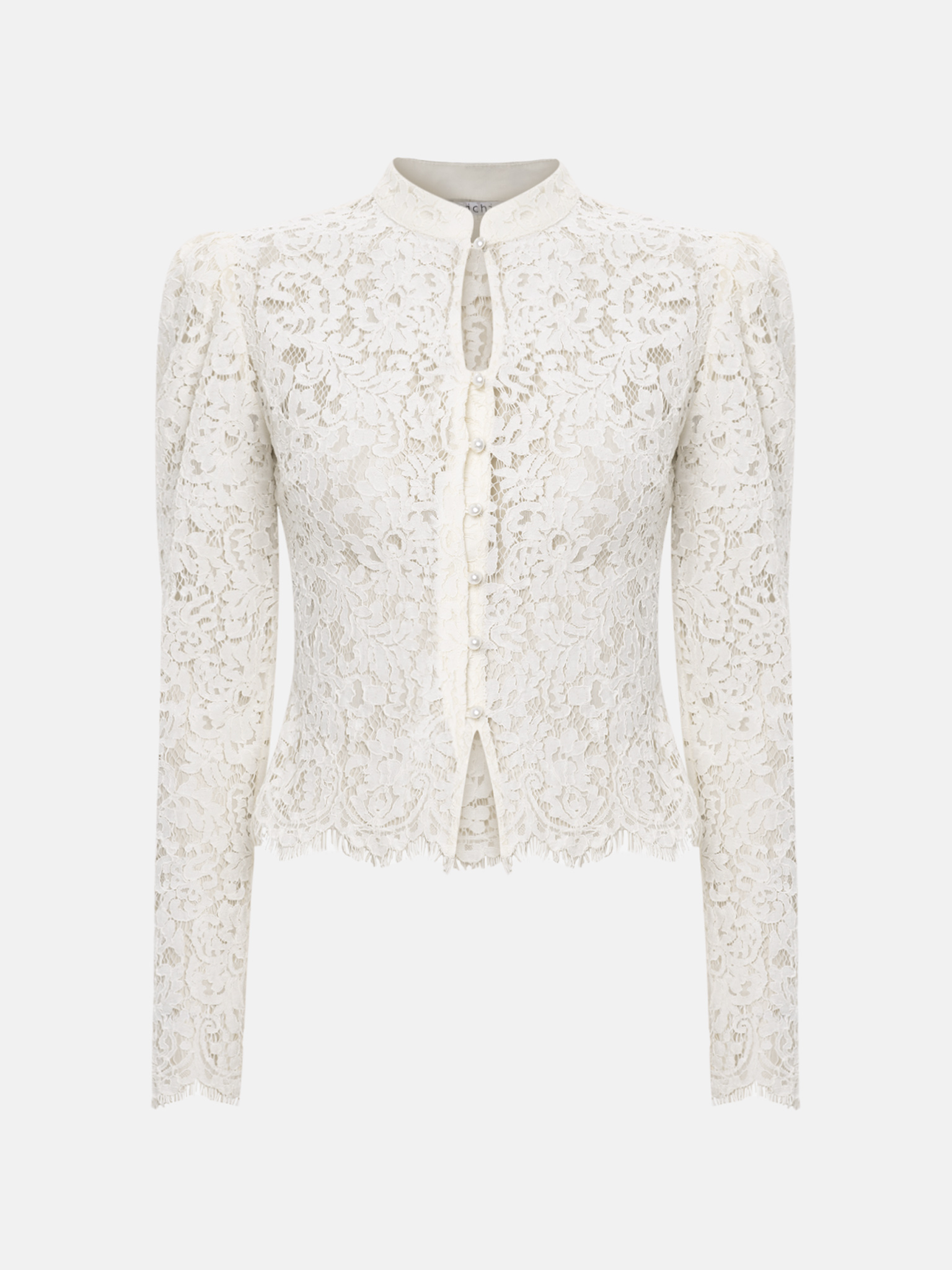 Guipure blouse with pearl buttons