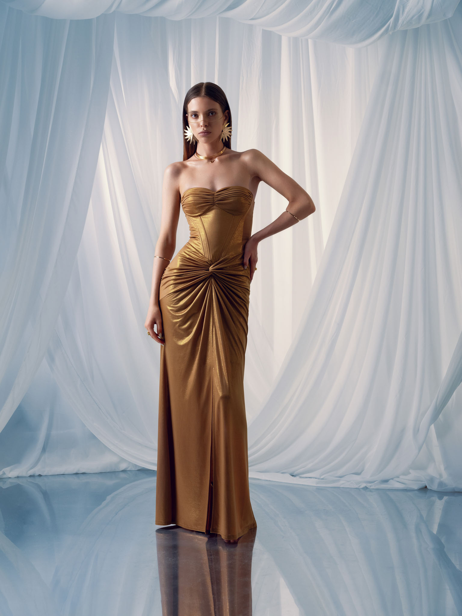 Maxi dress with corset bodice