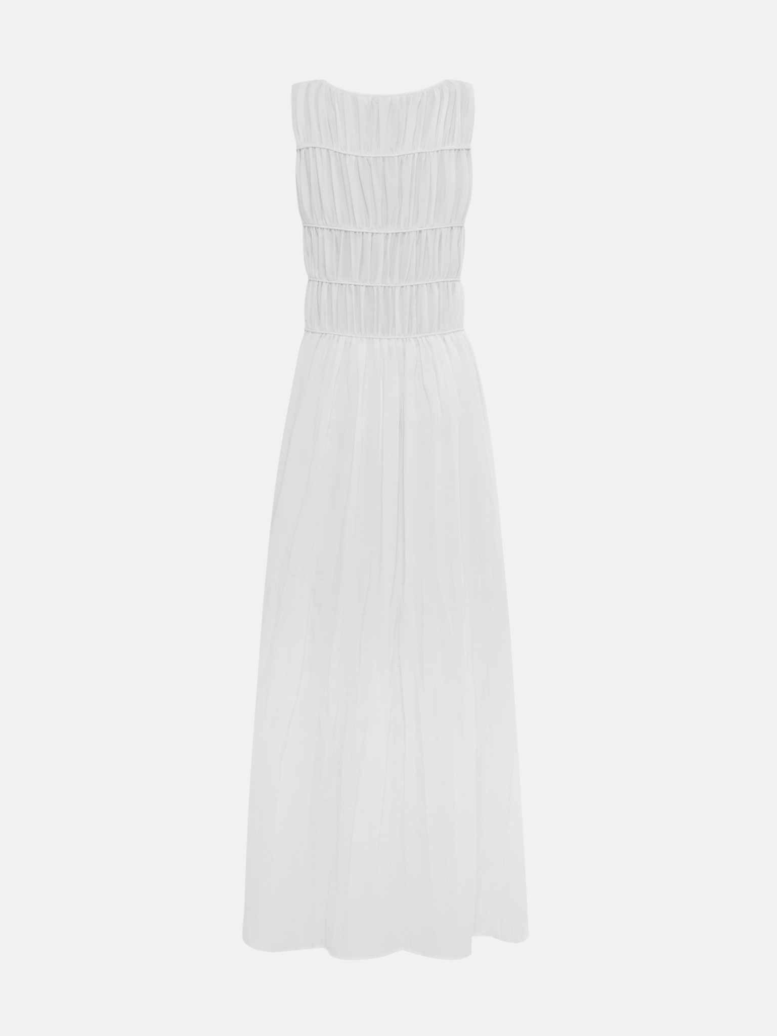 Maxi dress with small gathers on the bodice