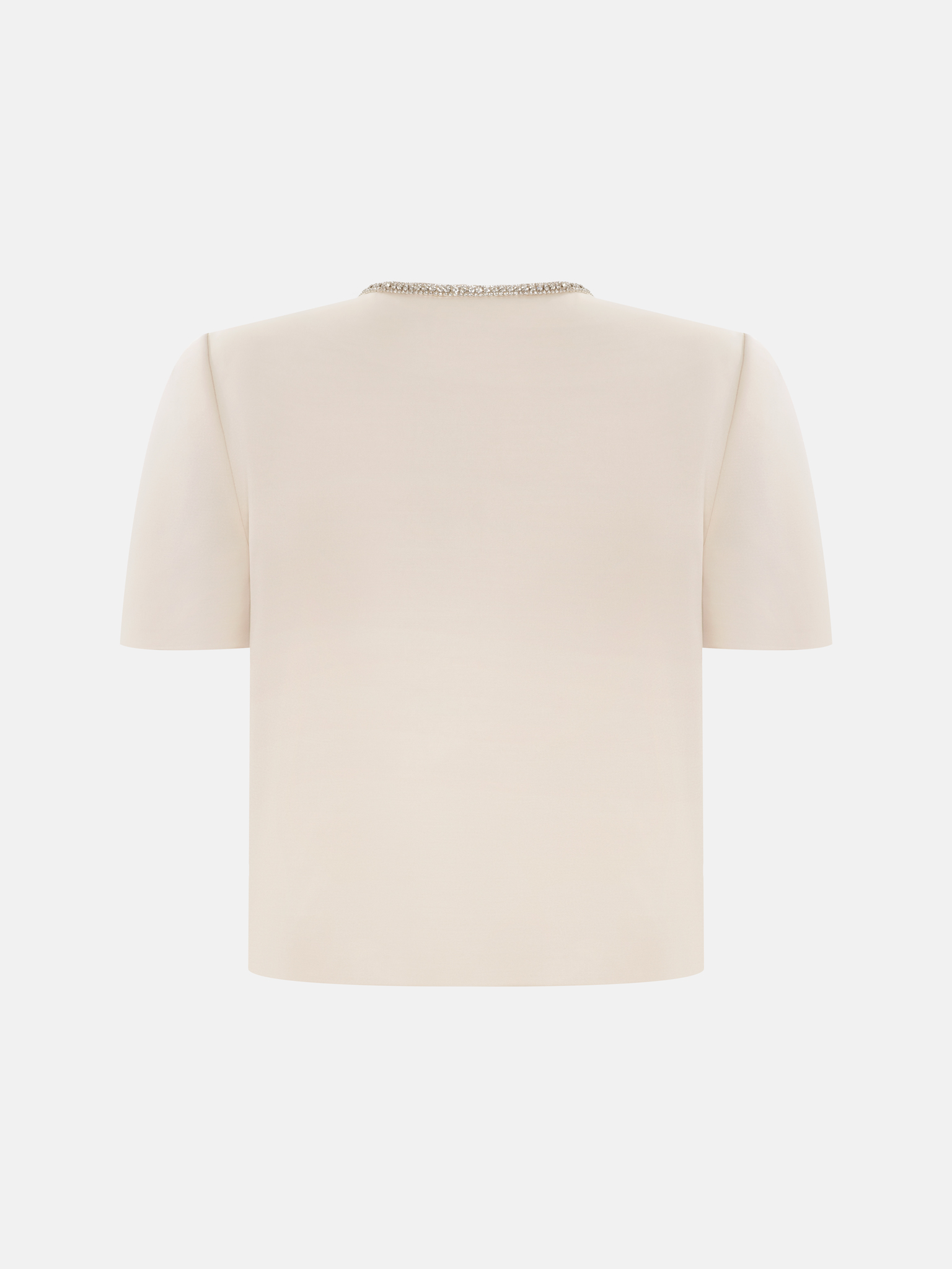 Short sleeved jacket with rhinestone buttons