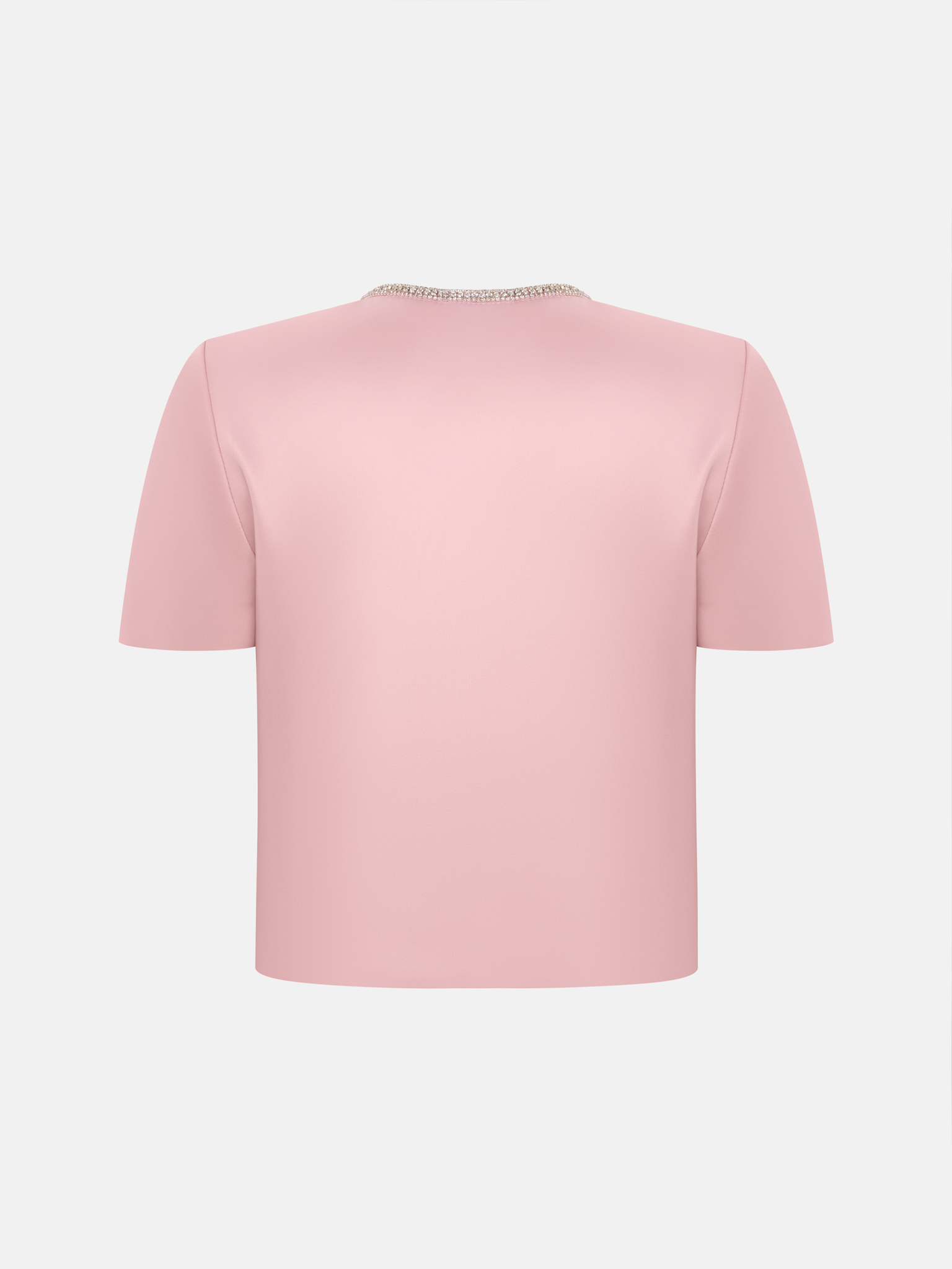 Short sleeved jacket with rhinestone buttons