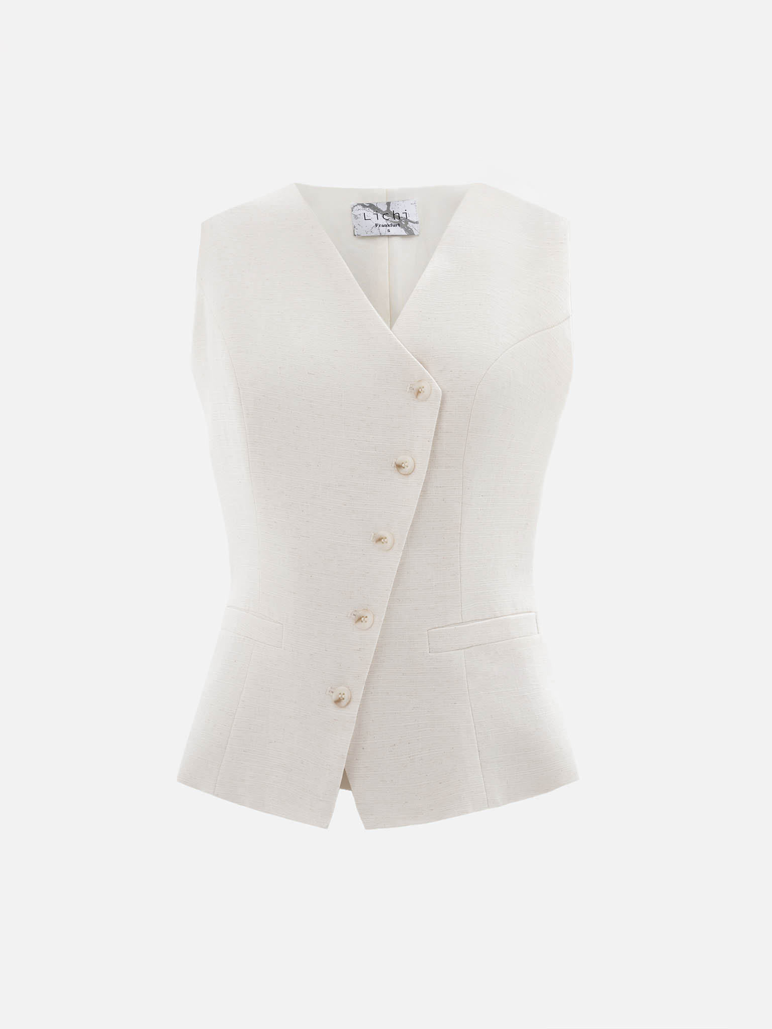 صدرية من قماش الكتان مع قفل بإبزيم قطري