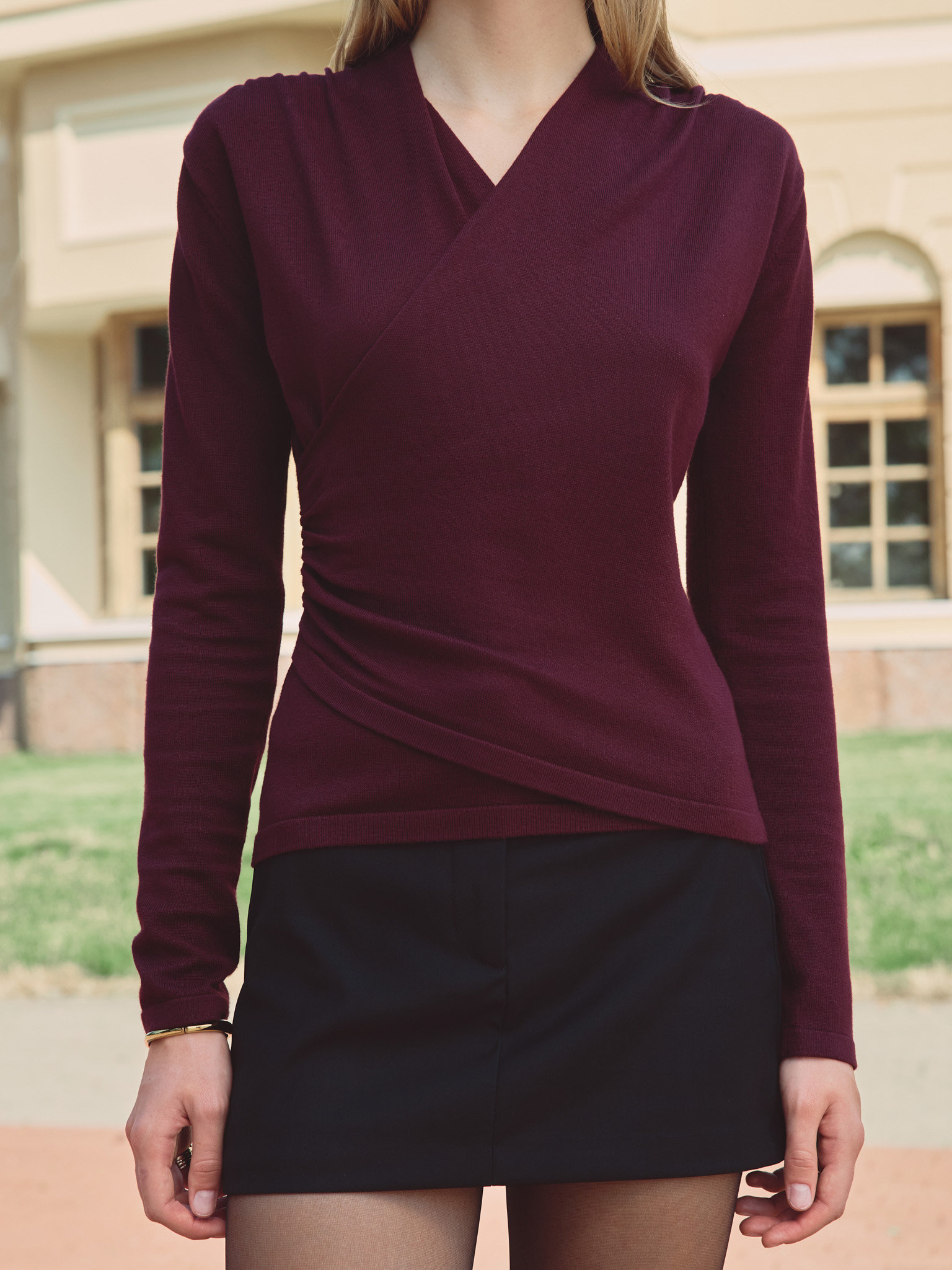 Longsleeve with wrap imitation