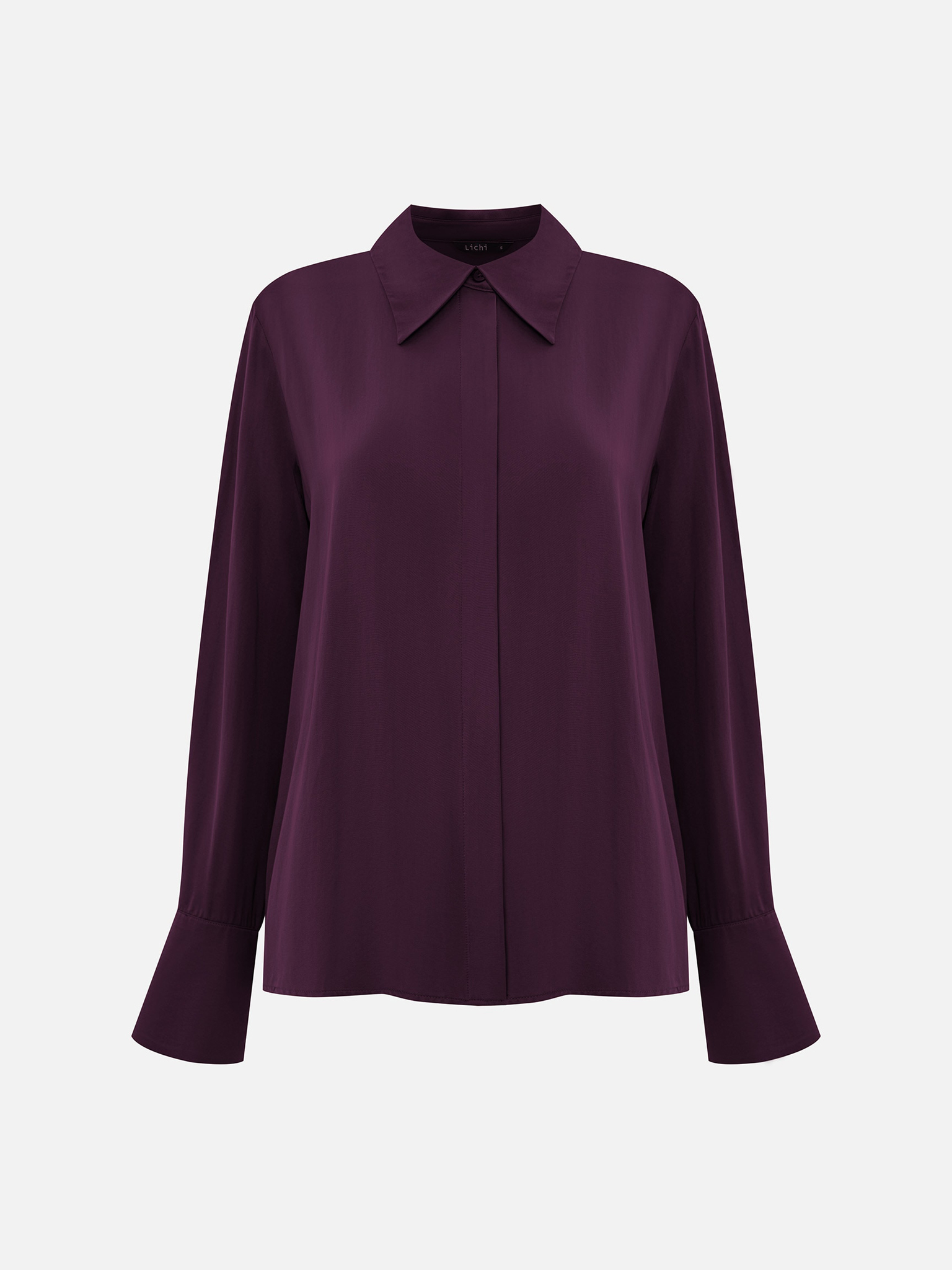 Satin shirt with concealed buttons