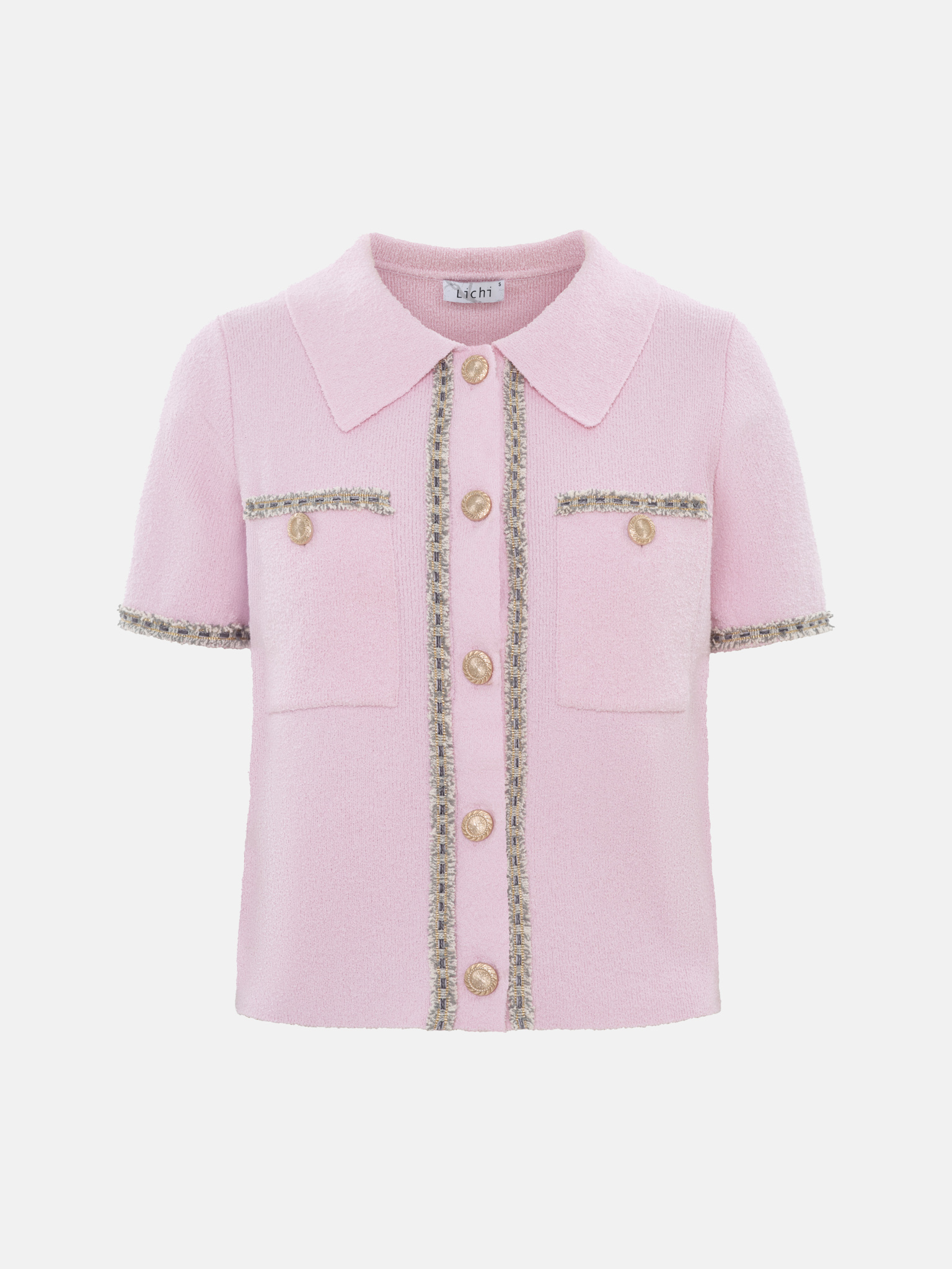 Топ из вязаного трикотажа с фактурными деталями и пуговицами