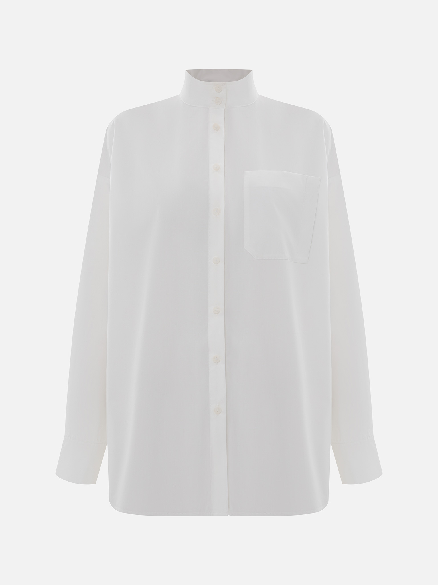 Loose fit shirt with a stand-up collar