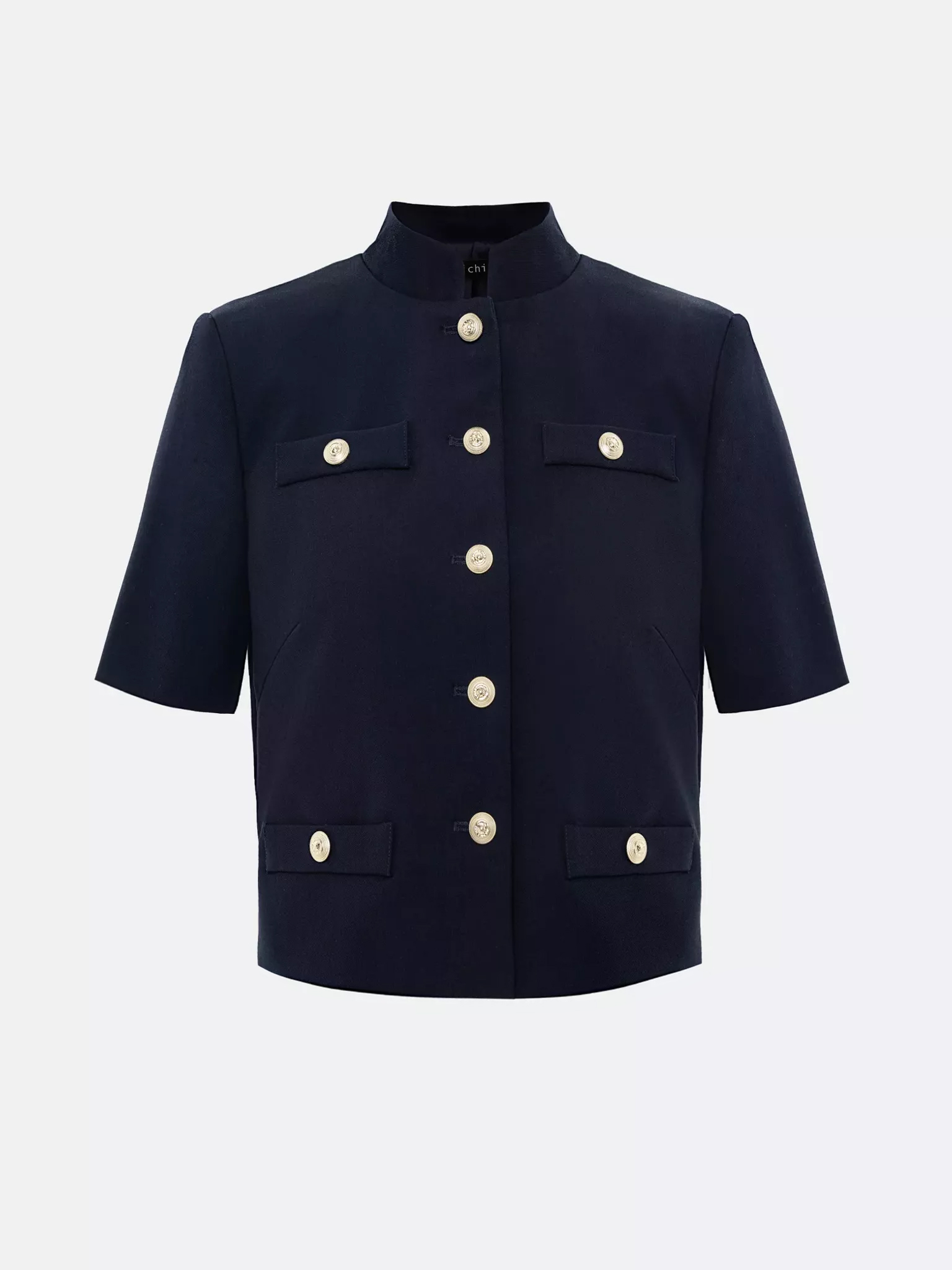 Jacket with short sleeves and oversized buttons