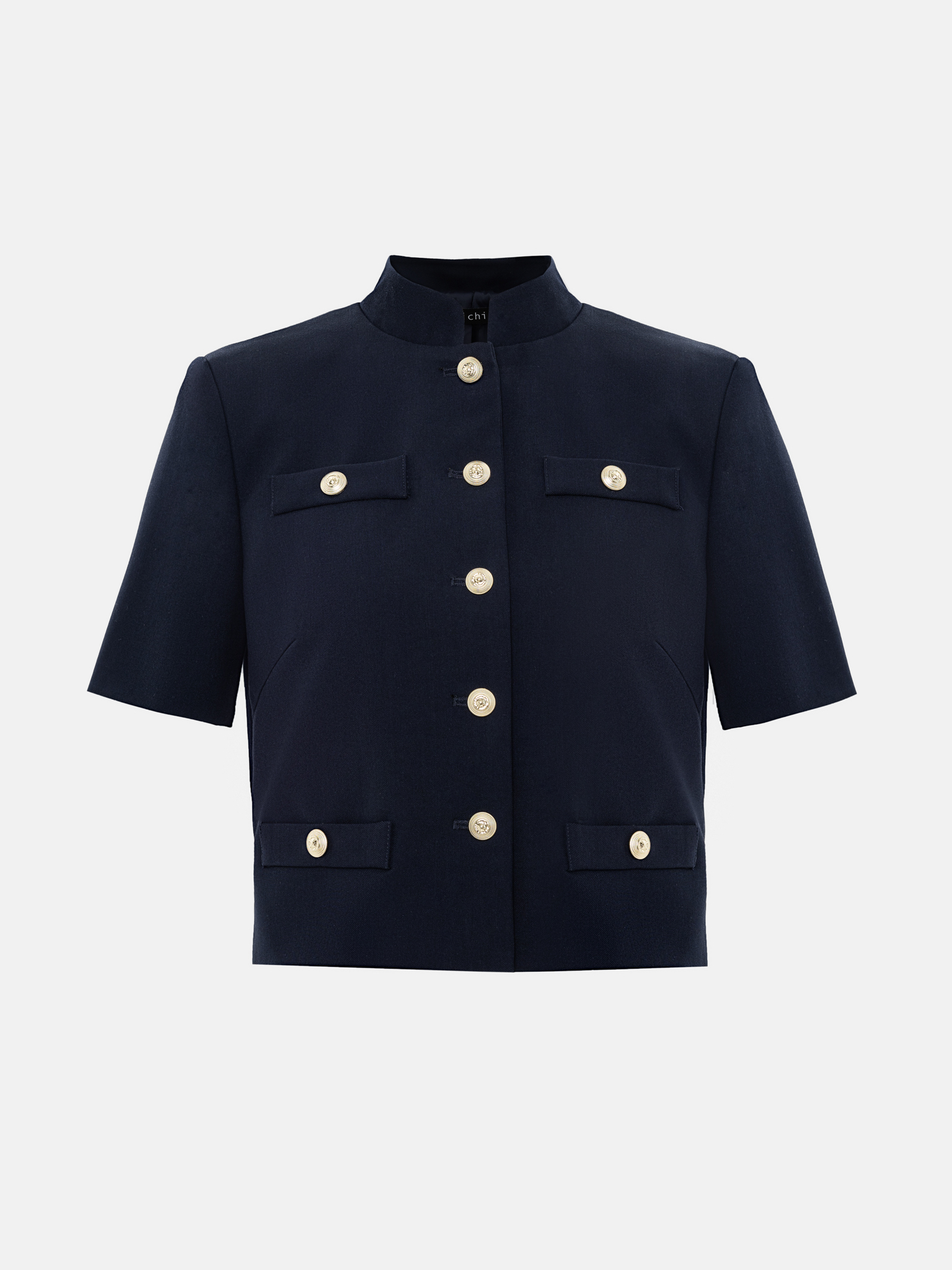 Jacket with short sleeves and oversized buttons