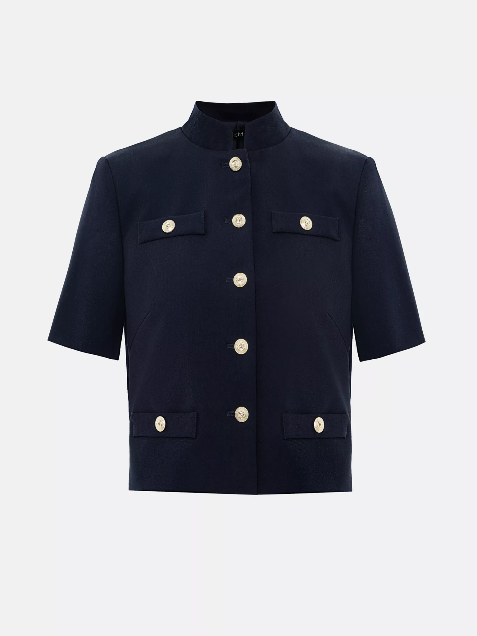 Jacket with short sleeves and oversized buttons