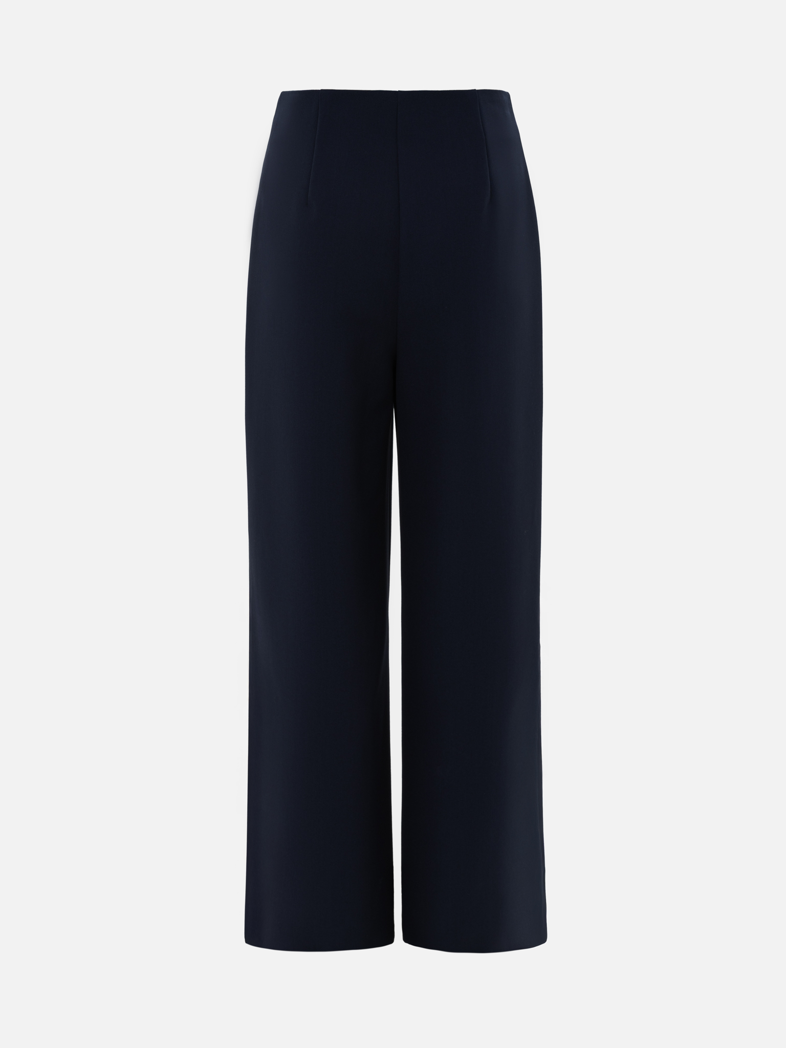 Mid-rise trousers with front creases and oversized buttons