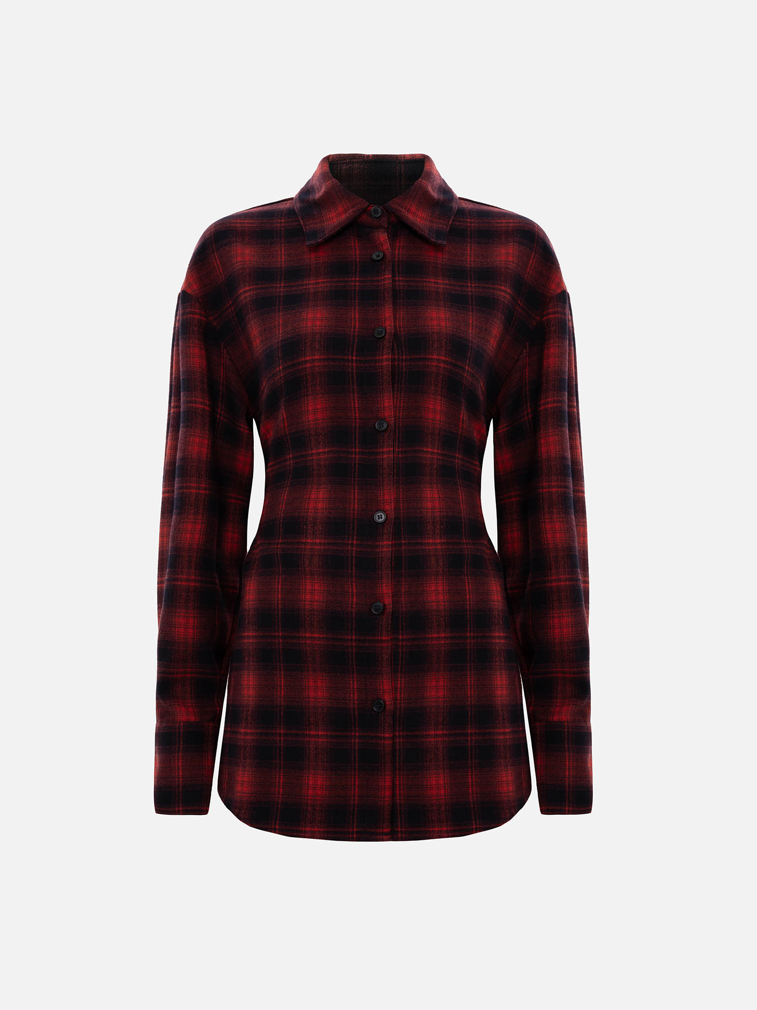 Flared checked shirt