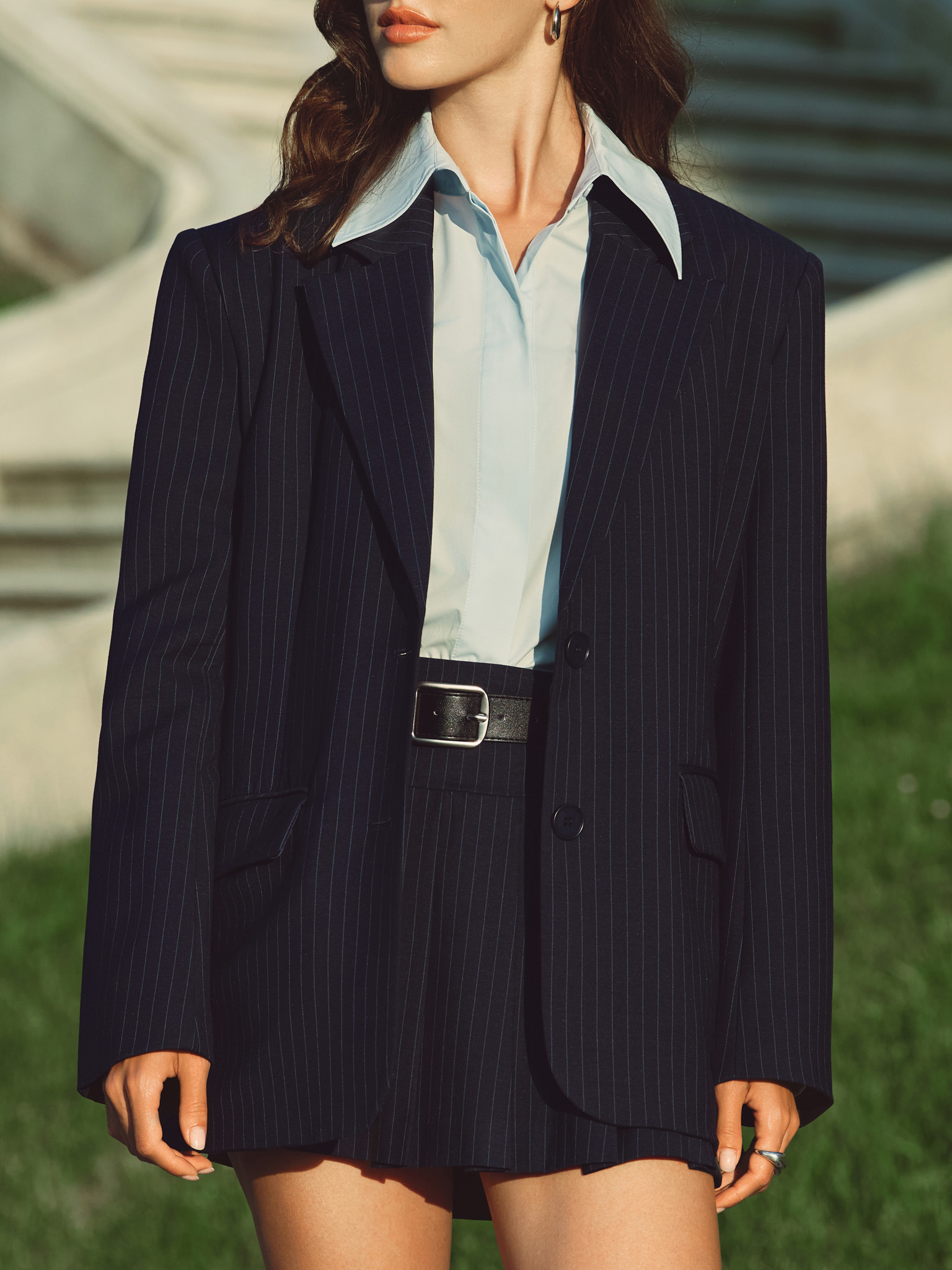 Single-breasted pinstripe jacket