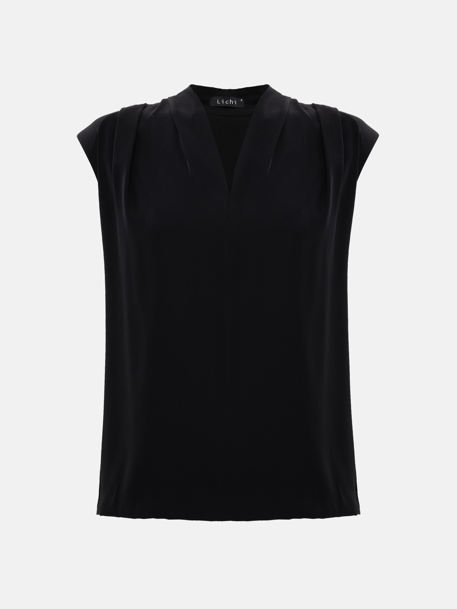 Blouse with voluminous shoulders and V-neckline