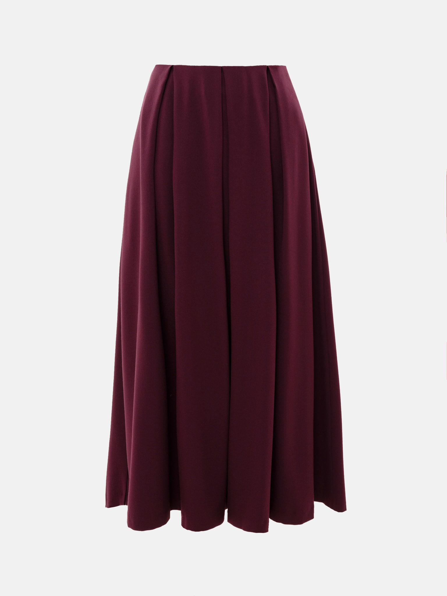 Flared midi skirt with waist pleats