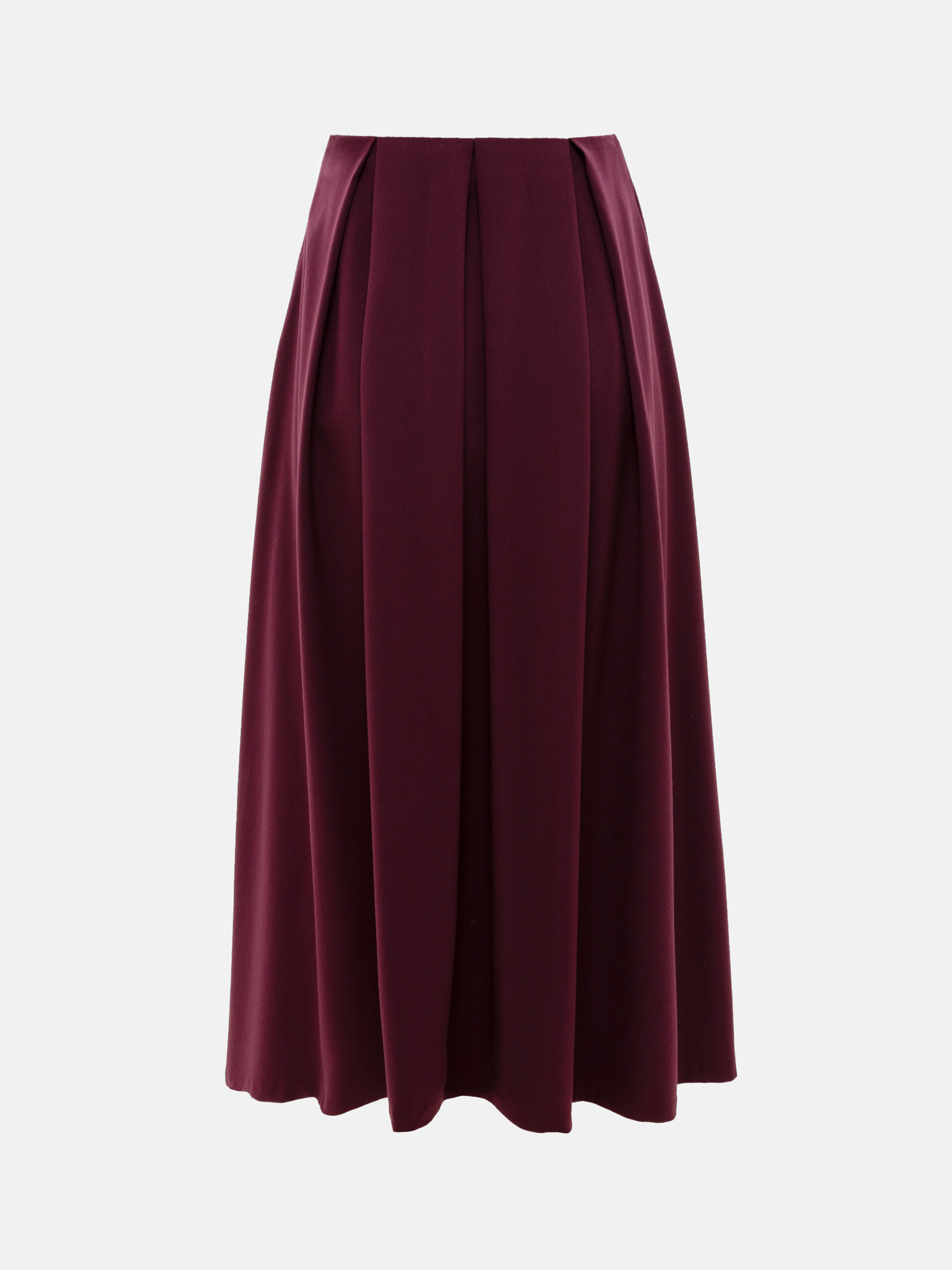 Flared midi skirt with waist pleats