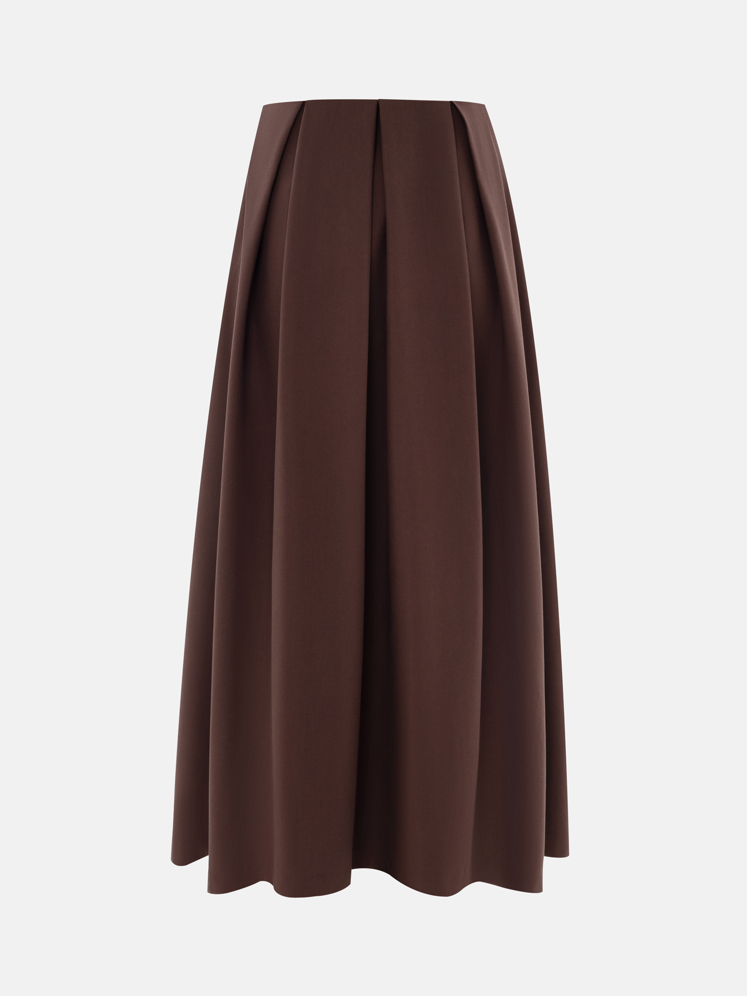 Flared midi skirt with waist pleats