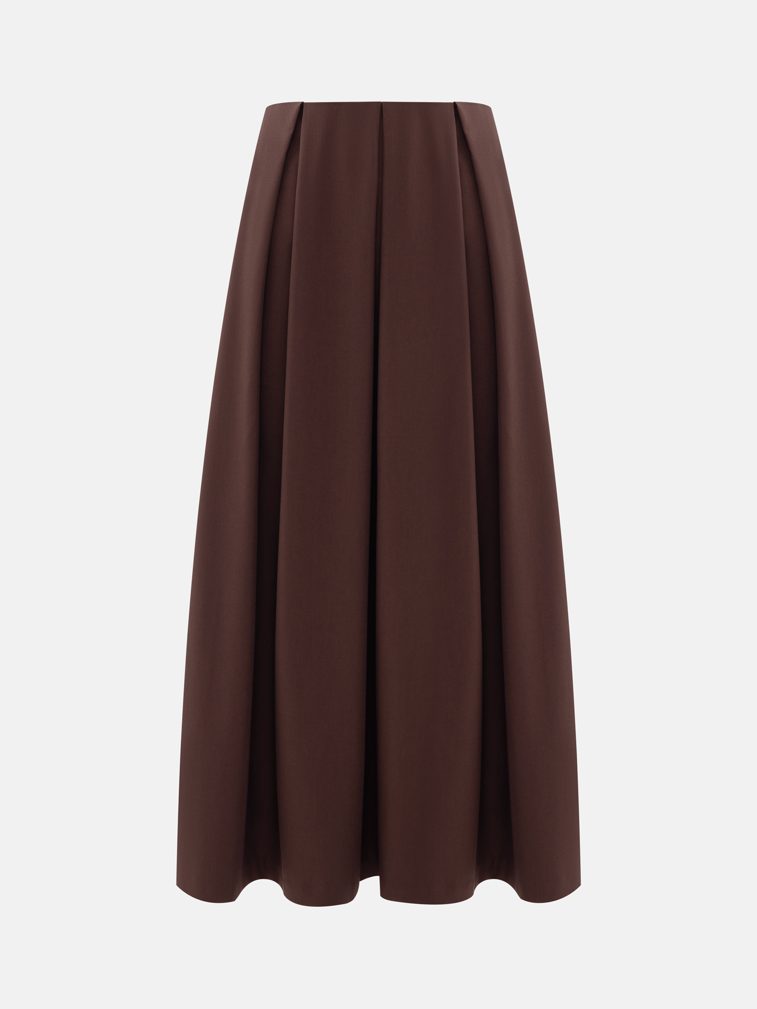 Flared midi skirt with waist pleats