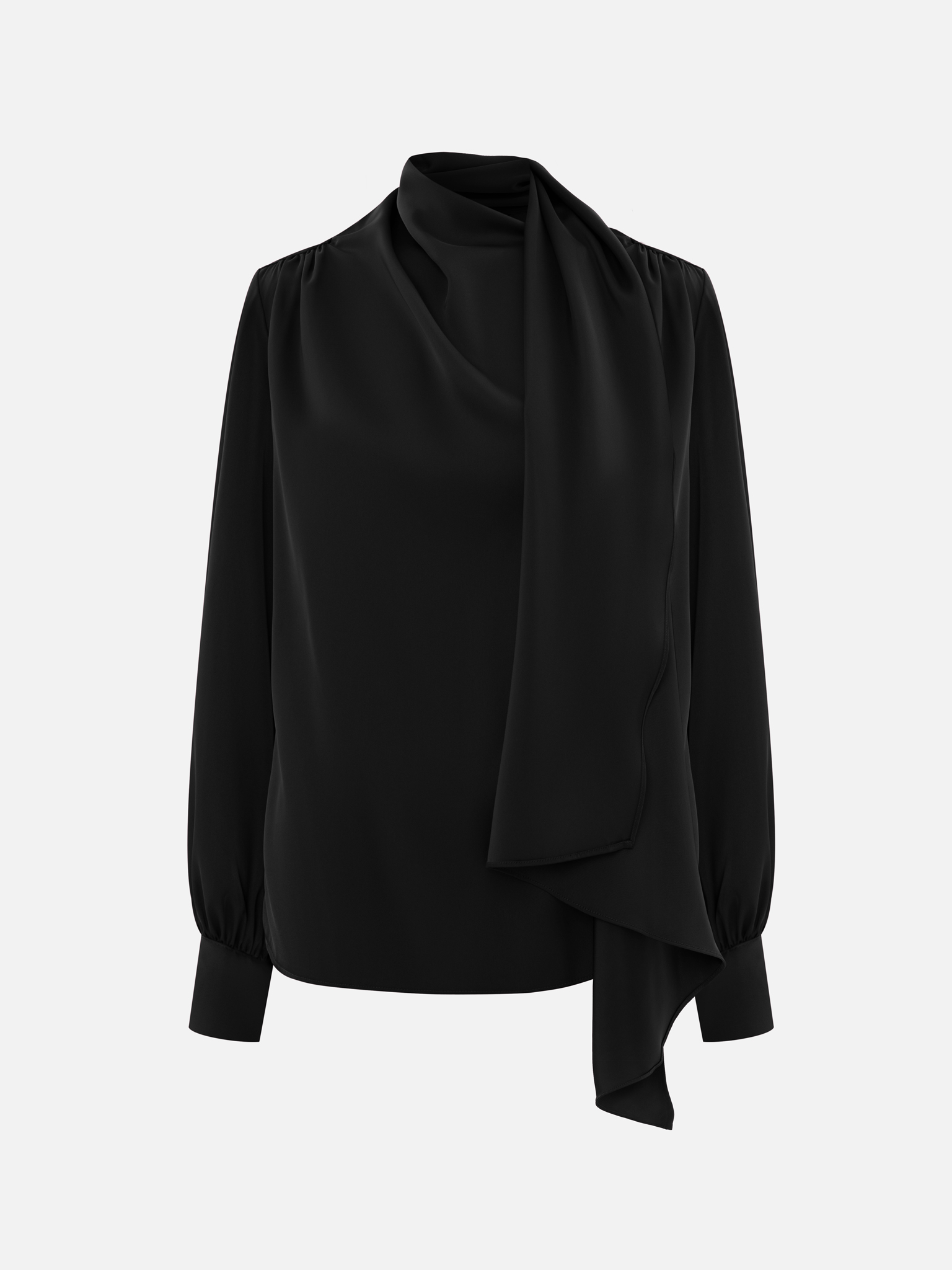 بلوزة مع وشاح مزخرف من القماش المتدفق