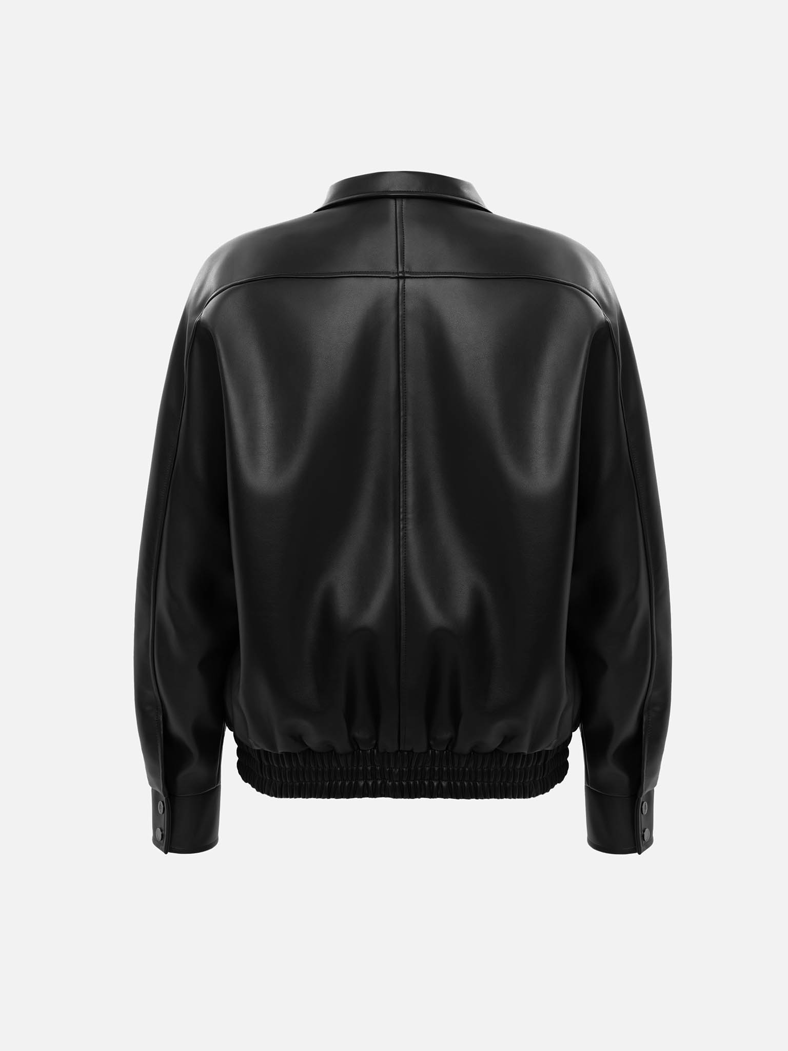 Eco-leather jacket with triangular collar