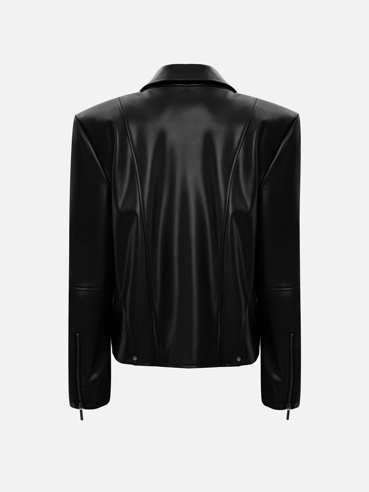 Eco-leather biker jacket with emphasised shoulders