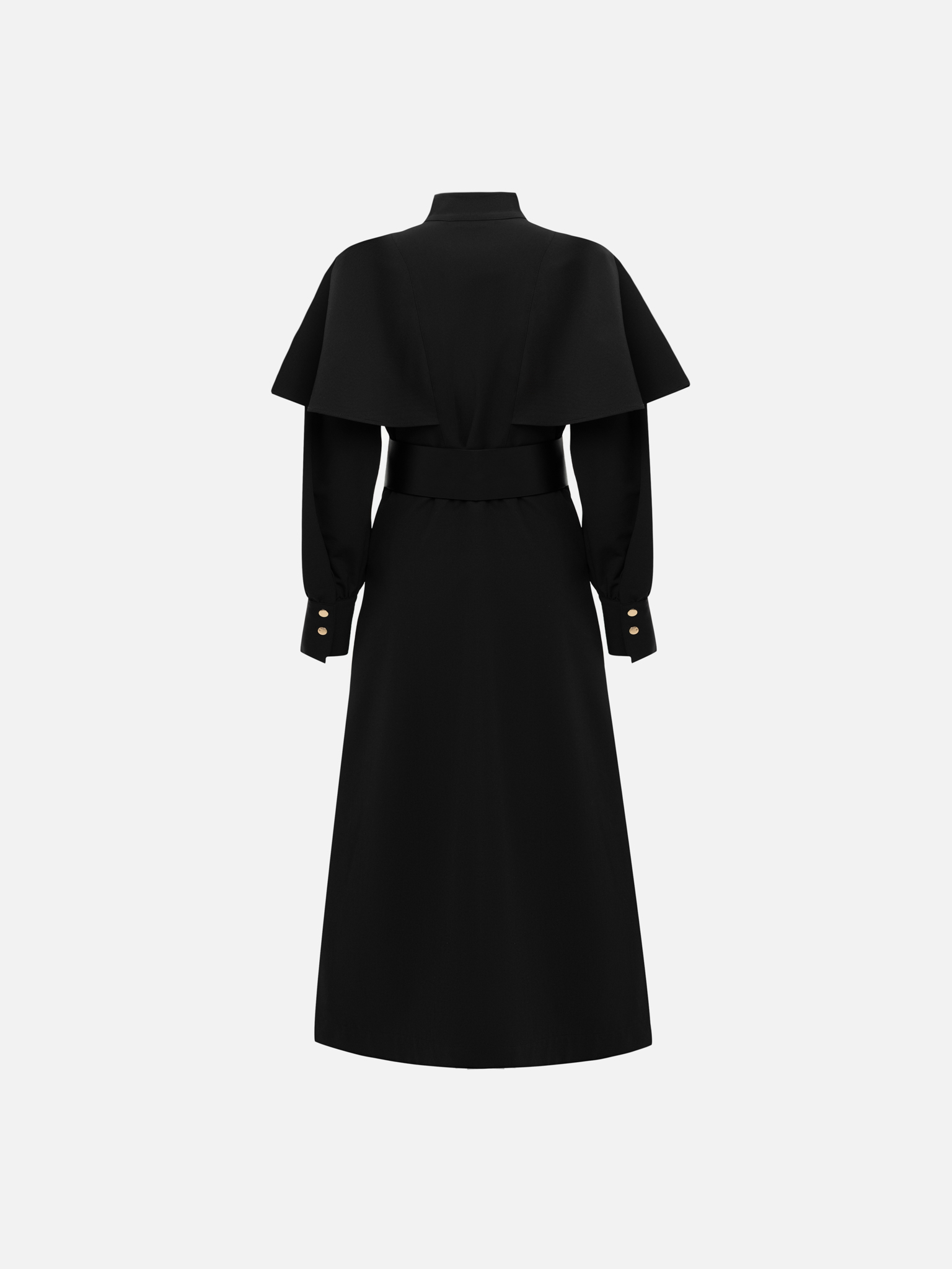 Midi dress with metallic fittings and wide eco leather belt