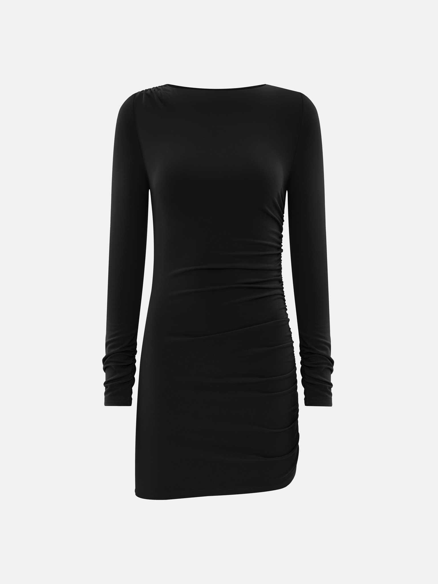 Платье мини из вискозы с асимметричными мелкими складками