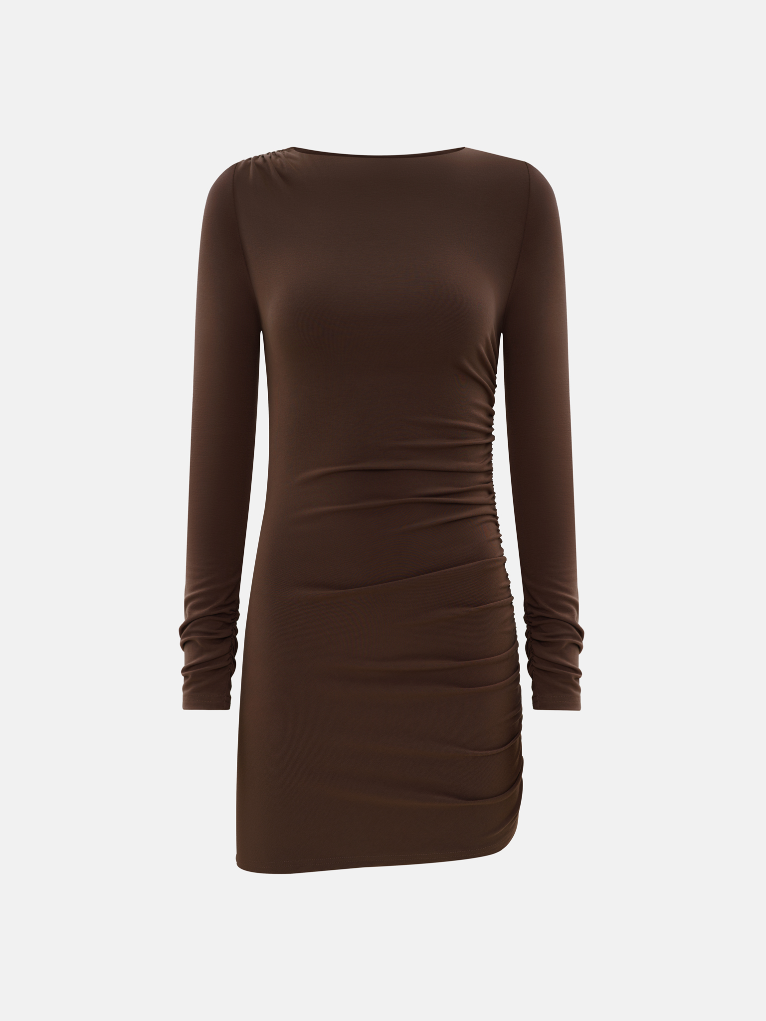 Платье мини из вискозы с асимметричными мелкими складками